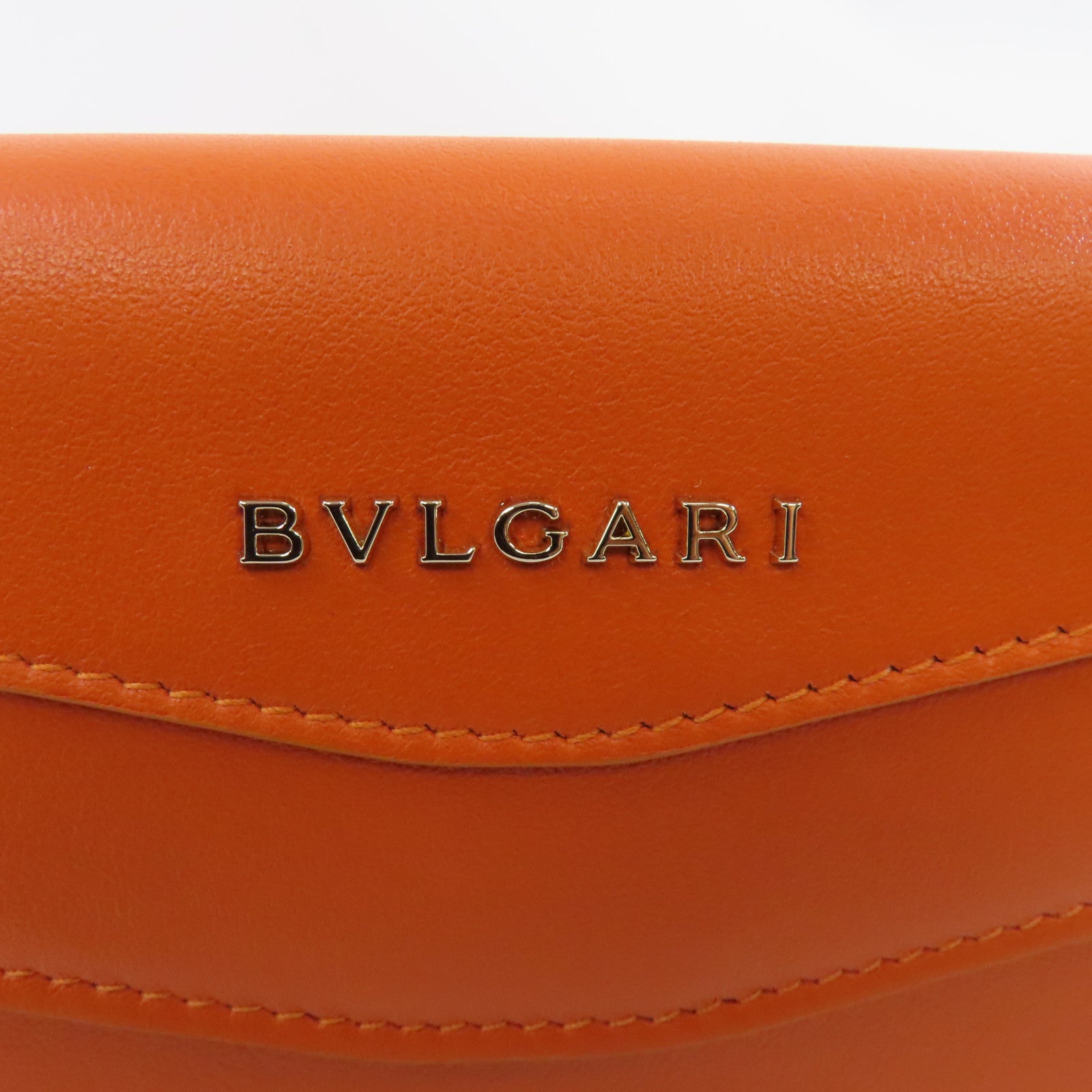 BVLGARI 【激減優惠】牛皮皮革Chain Shoulder金扣鏈帶肩背袋橙色