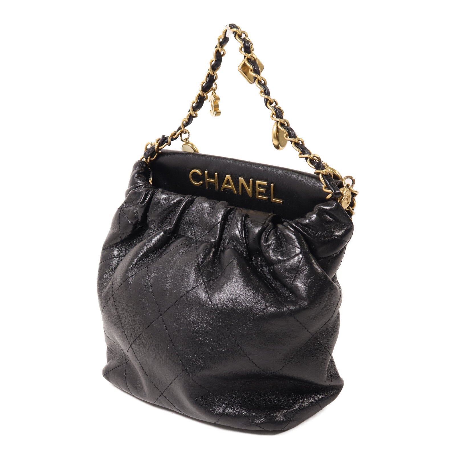 CHANEL 羊皮皮革Mini Resin Charms Bag鏈帶手挽肩背兩用袋