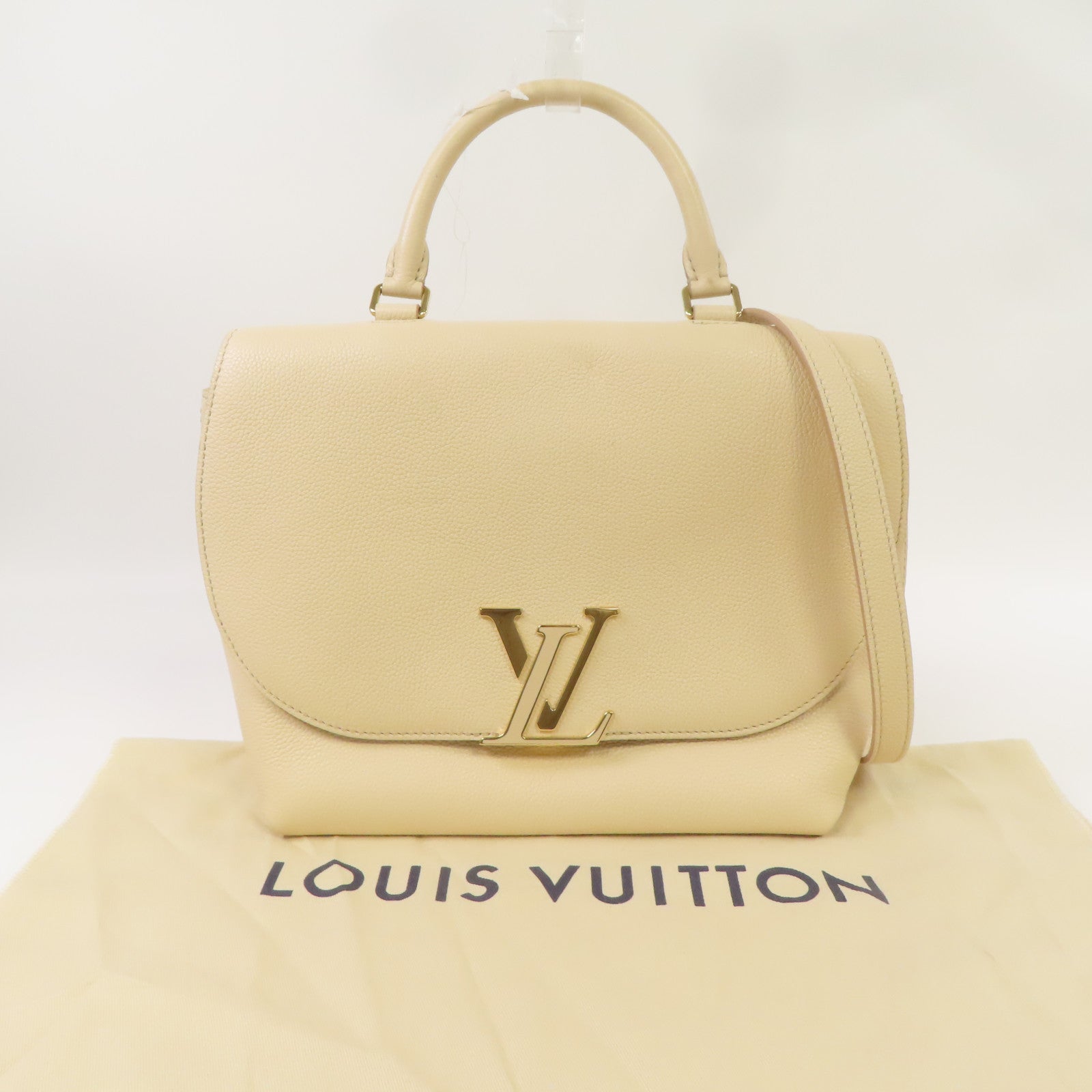 LOUIS VUITTON 【激減優惠】牛皮皮革Volta金扣手挽肩背兩用袋米色