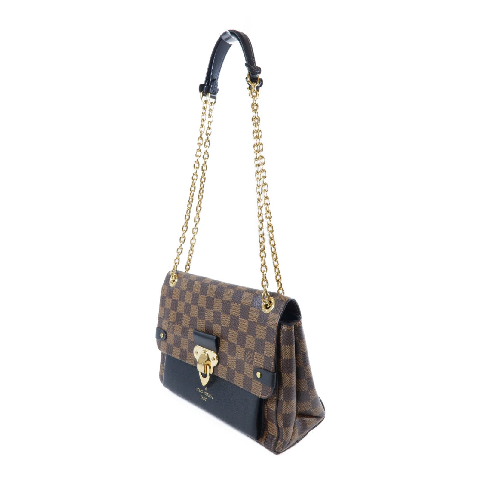 LOUIS VUITTON 【激減優惠】Damier Ebene Vavin PM金扣鏈帶肩背袋啡色