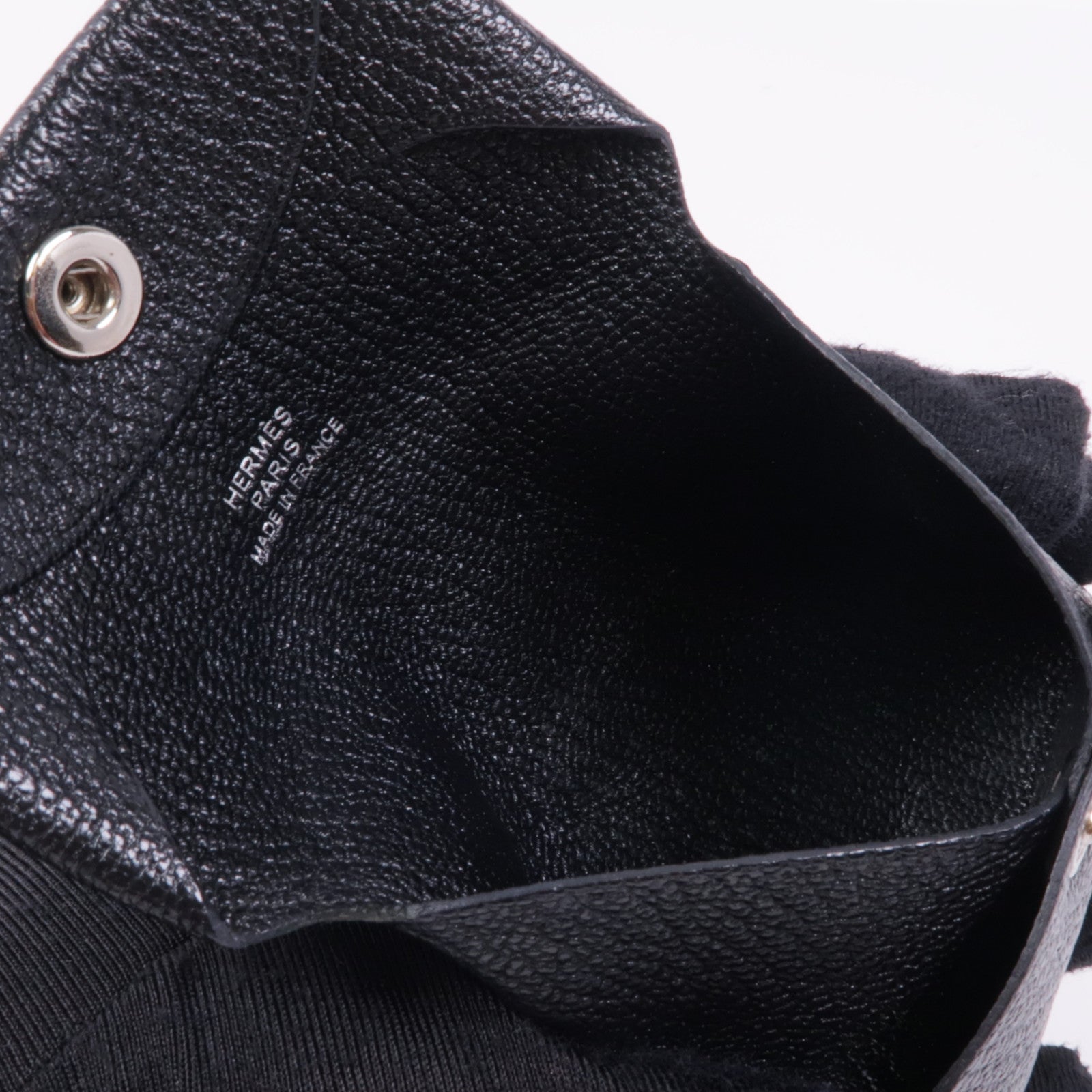 HERMES PHW Coin Purse Chevre Leather Noir Black