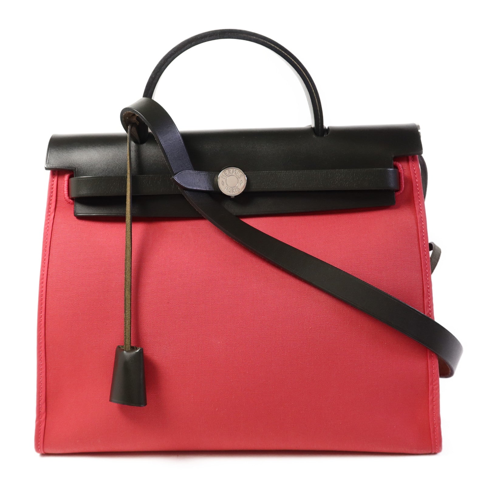 HERMES 帆布Herbag Zip 31銀扣手挽肩背兩用袋