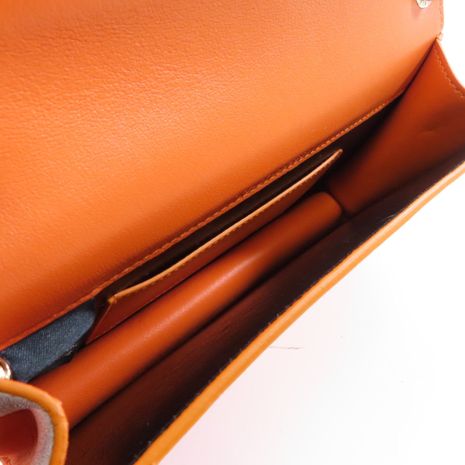 BVLGARI 【激減優惠】牛皮皮革Chain Shoulder金扣鏈帶肩背袋橙色