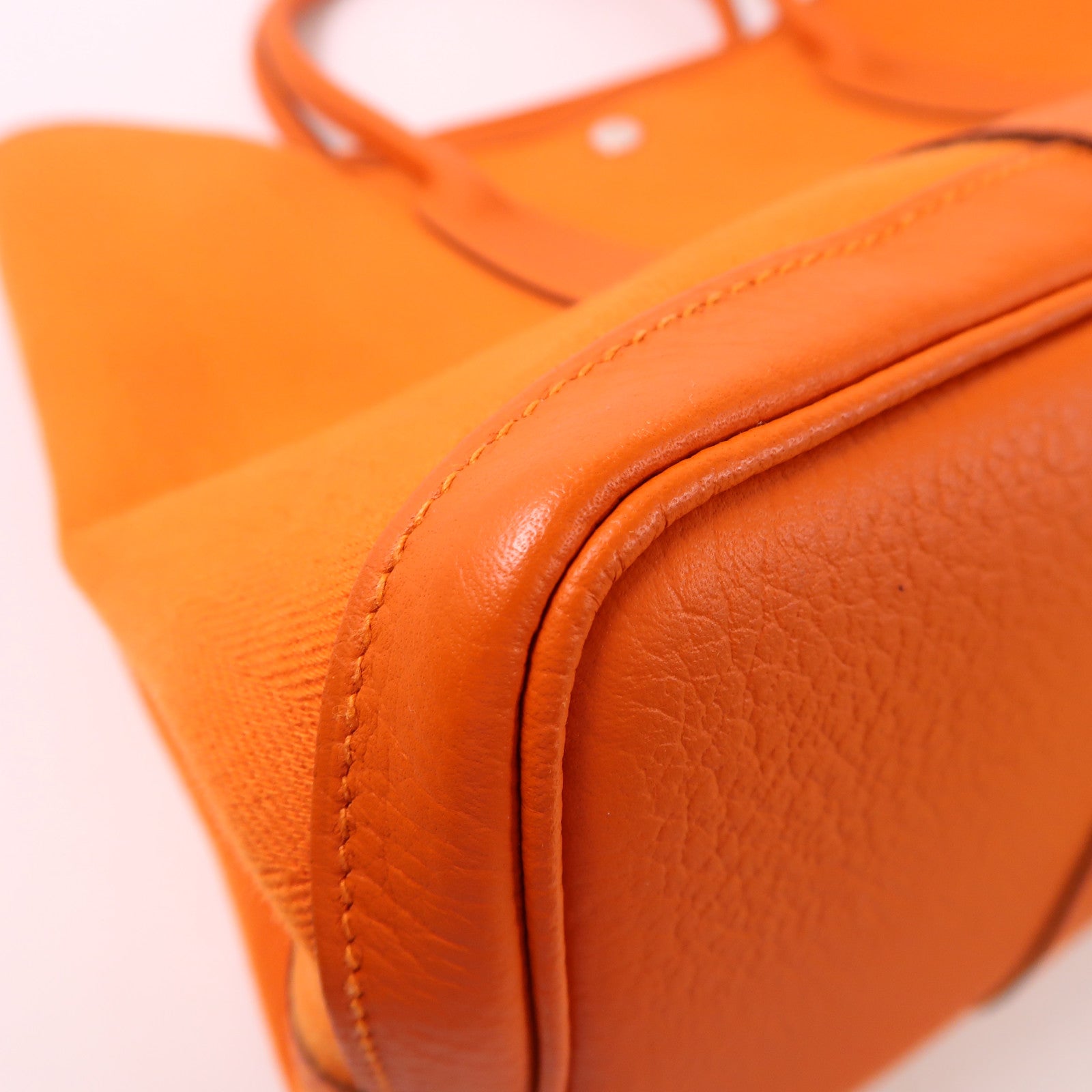 HERMES 帆布Garden Party PM銀扣手挽袋Orange