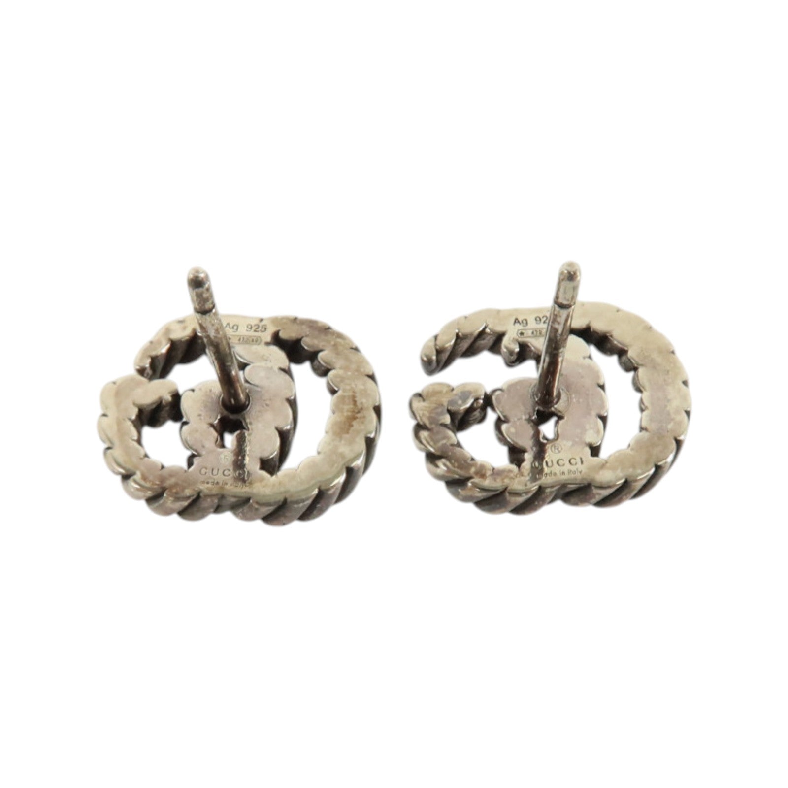GUCCI 925純銀GG Marmont Stud Earrings耳環