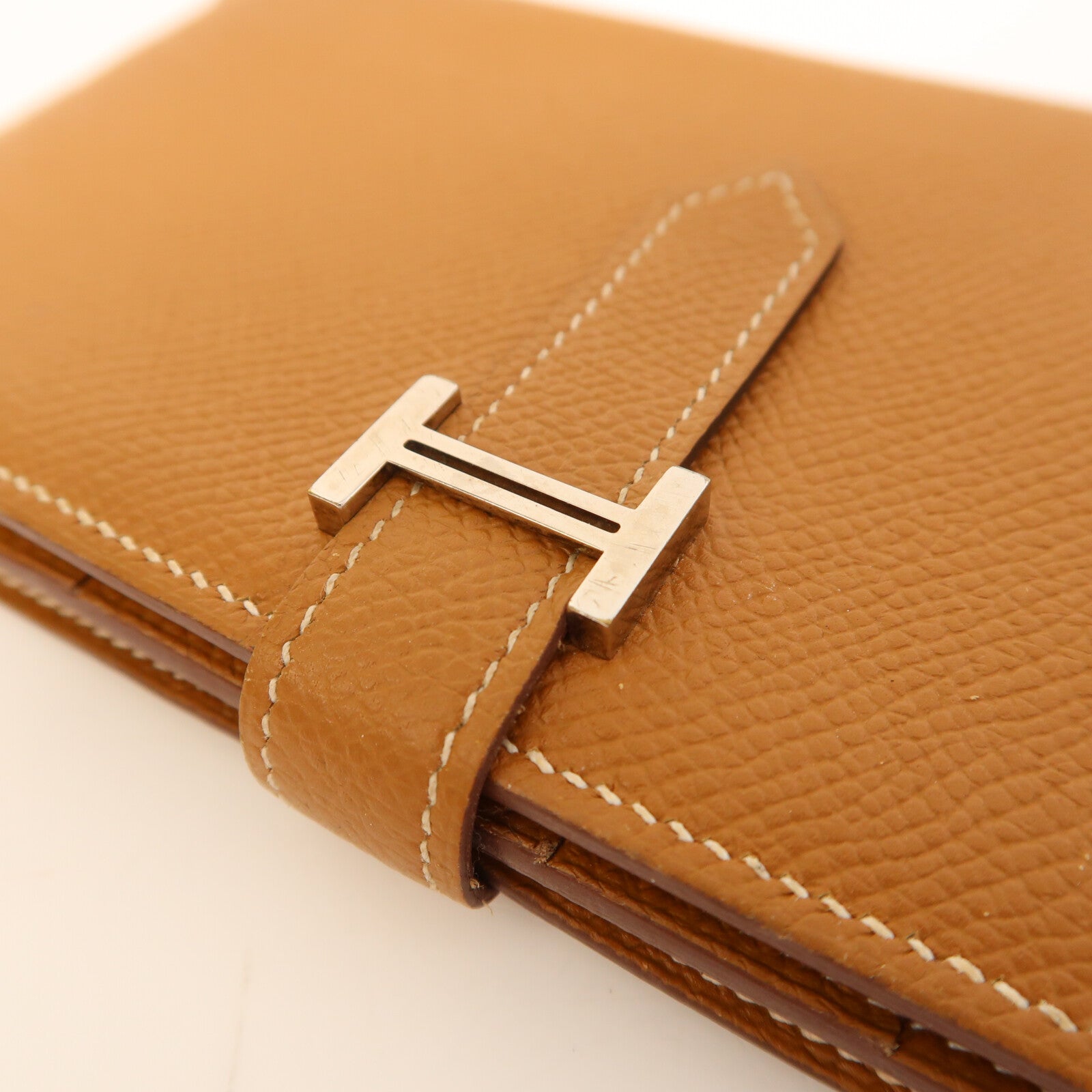 HERMES 【激減優惠】Epsom皮革Bearn W Snap Wallet銀扣長錢包Gold