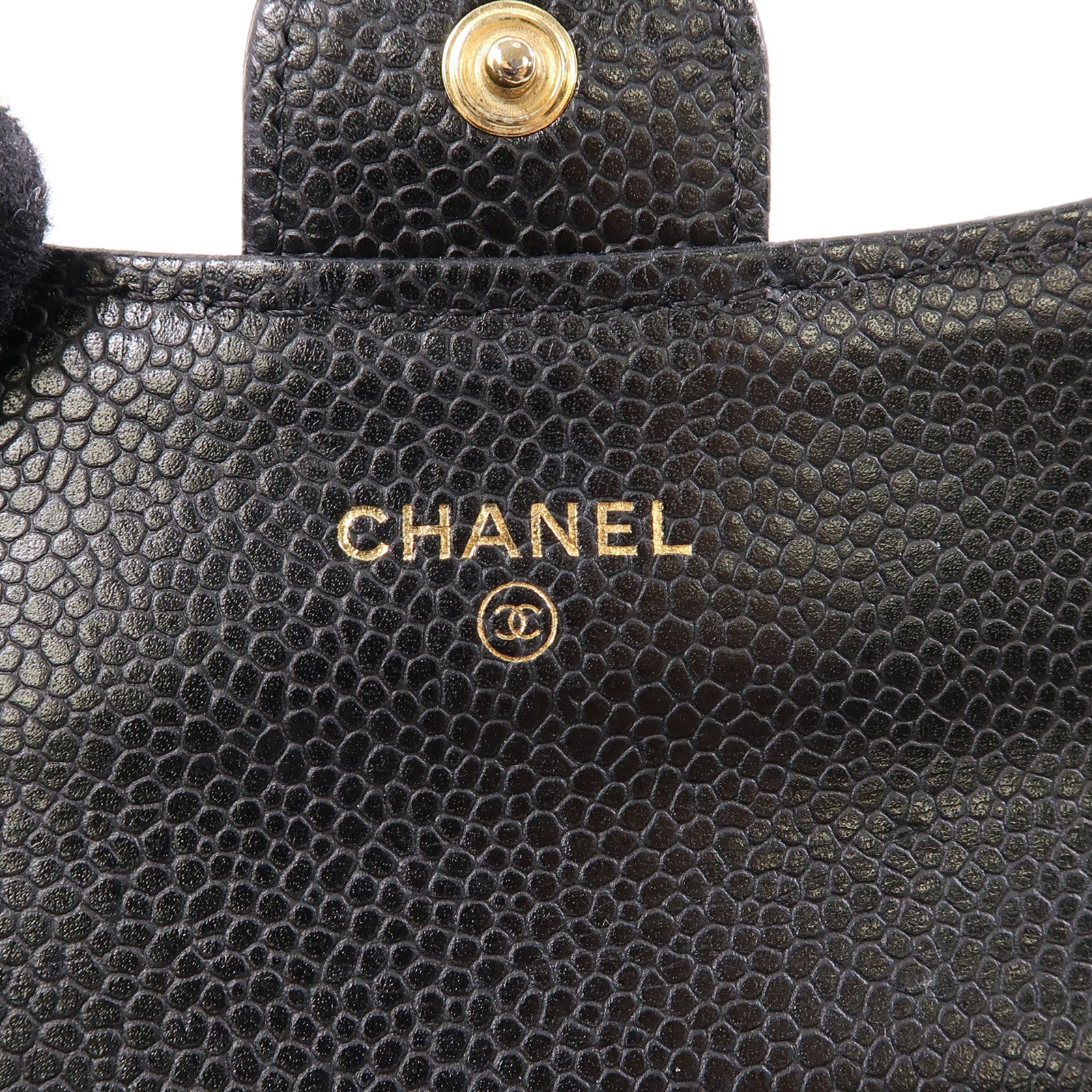CHANEL 菱格牛皮皮革Card Case金扣卡片套黑色
