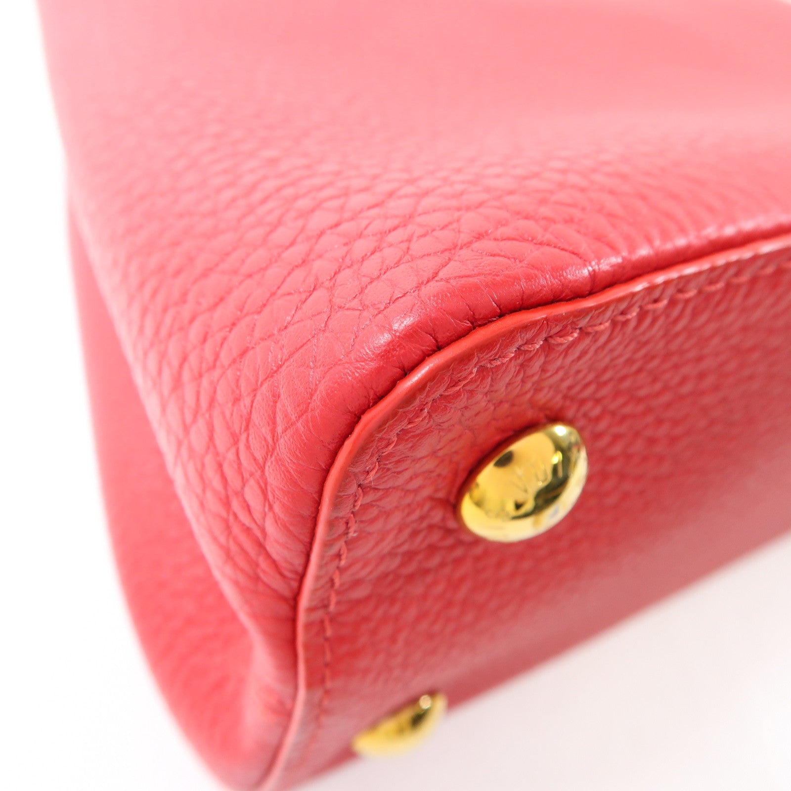 LOUIS VUITTON 牛皮皮革Capucines金扣手挽肩背兩用袋紅色