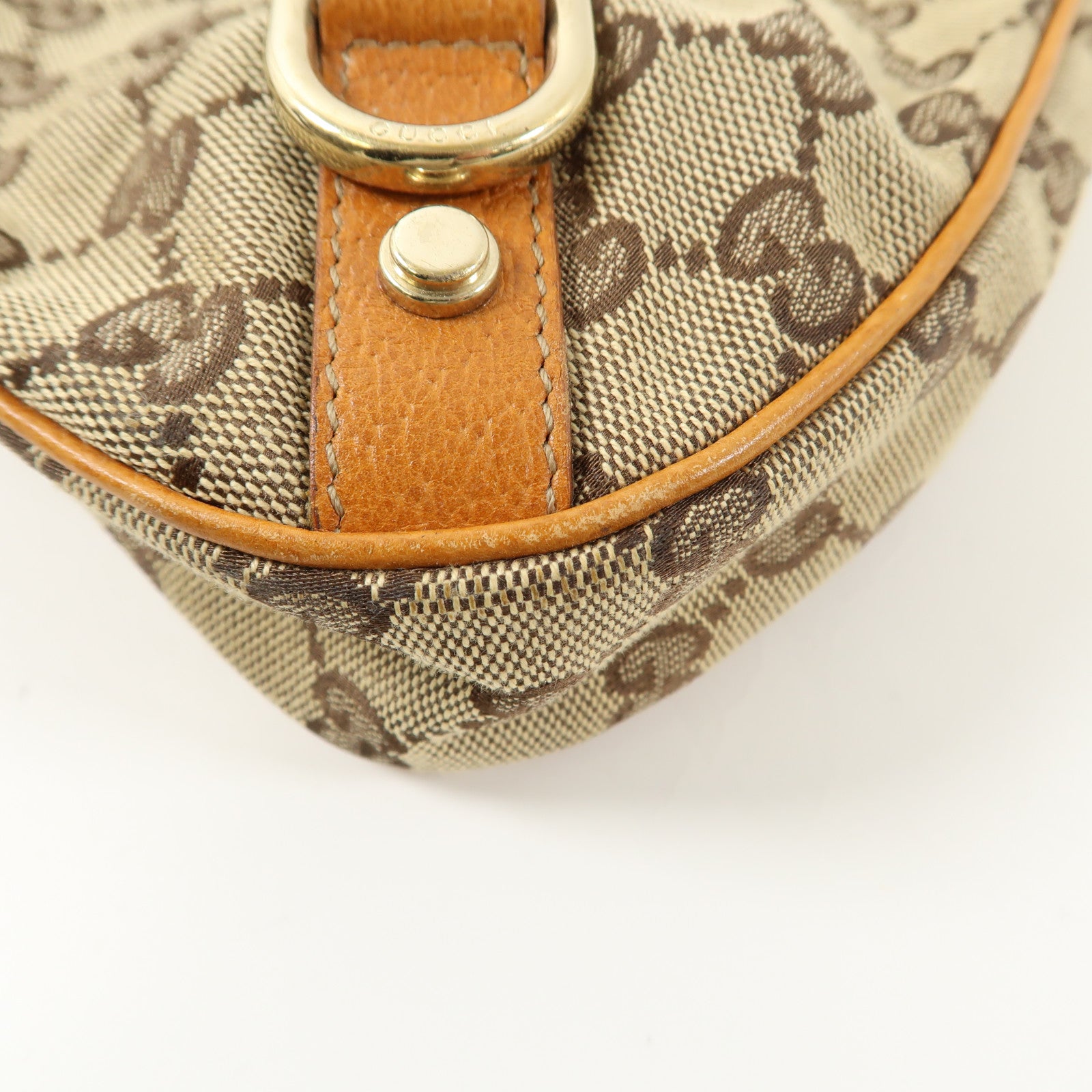 GUCCI 帆布Abbey D Ring Hobo Bag金扣手挽袋棕色