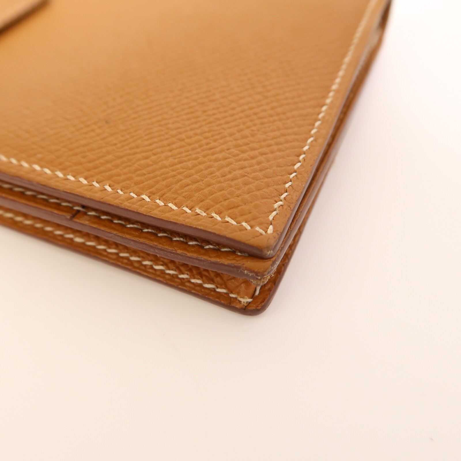 HERMES 【激減優惠】Epsom皮革Bearn W Snap Wallet銀扣長錢包Gold