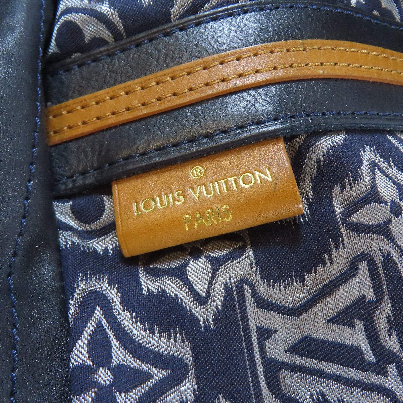 LOUIS VUITTON 【激減優惠】帆布/皮革Aviator Shoulder Bag金扣手挽肩背兩用袋深藍色/啡色
