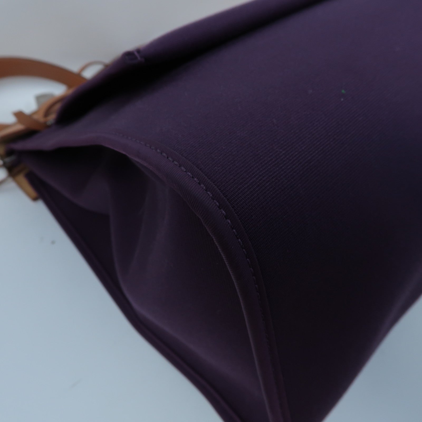 HERMES 【激減優惠】帆布Herbag GM銀扣手挽肩背兩用袋紫色
