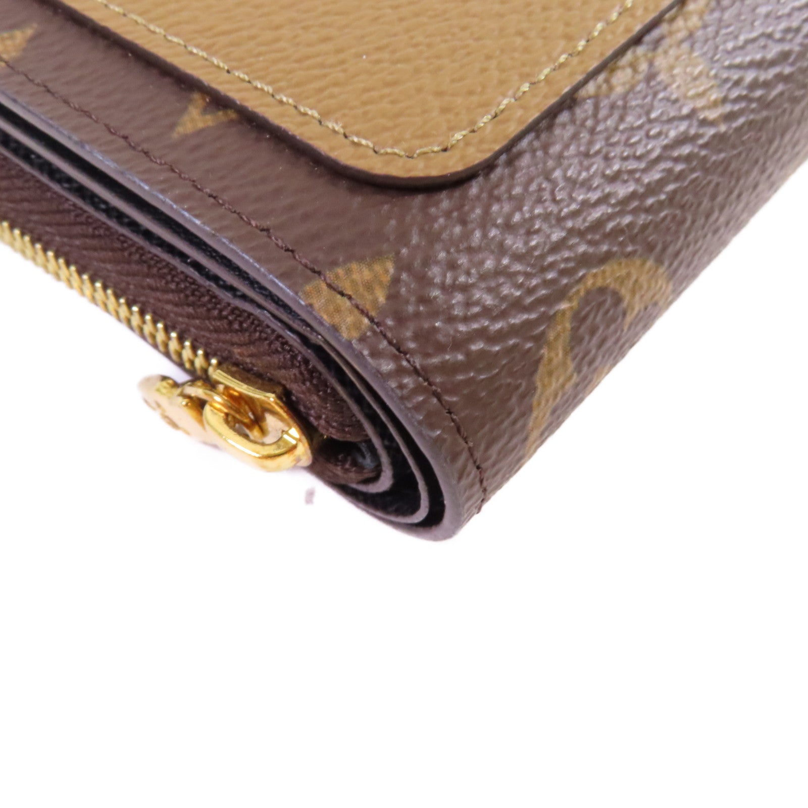 LOUIS VUITTON Monogram Lou Wallet金扣迷你錢包啡色