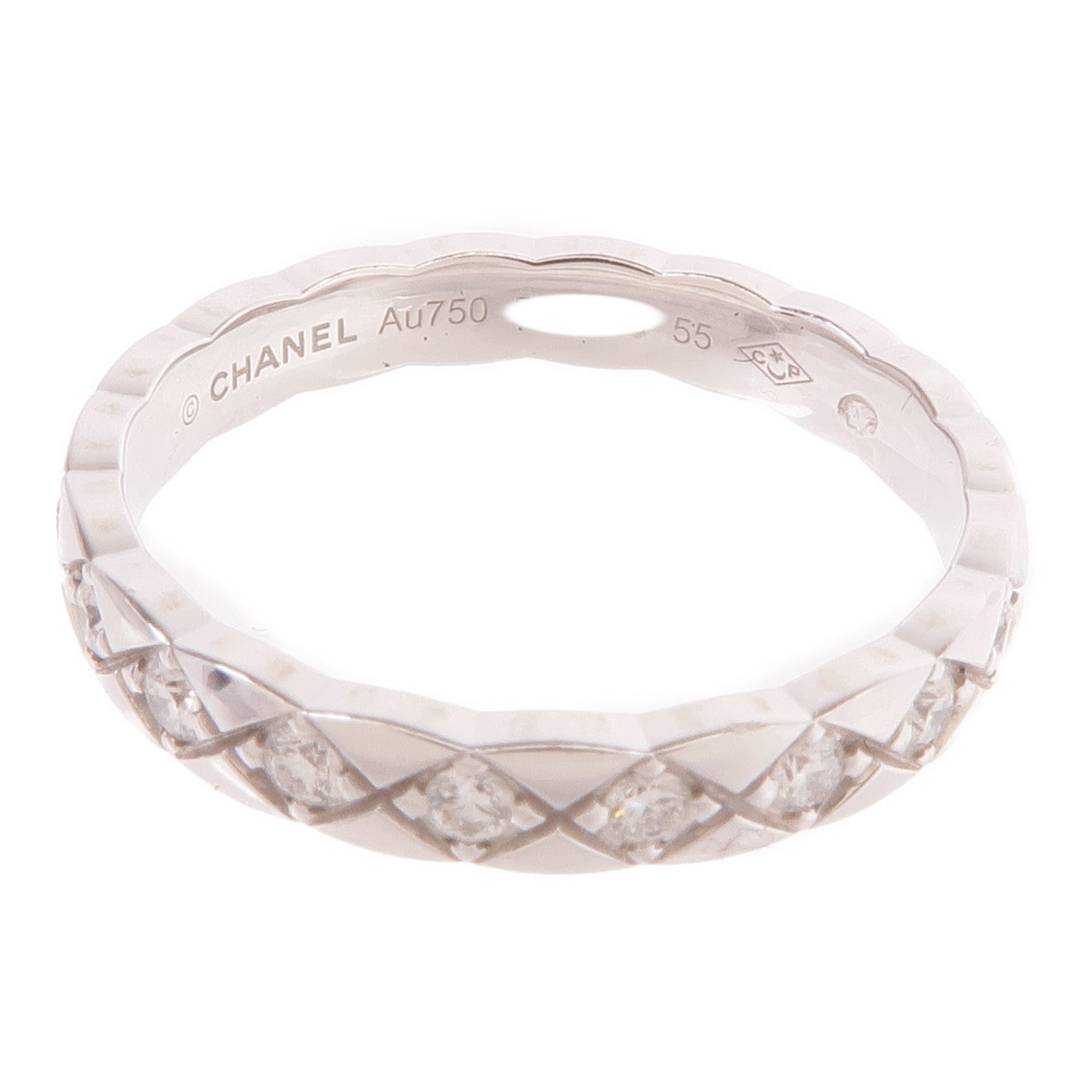 CHANEL 18K白金Coco Crush Diamond Ring鑽石戒指Chanel#55/US#7.25