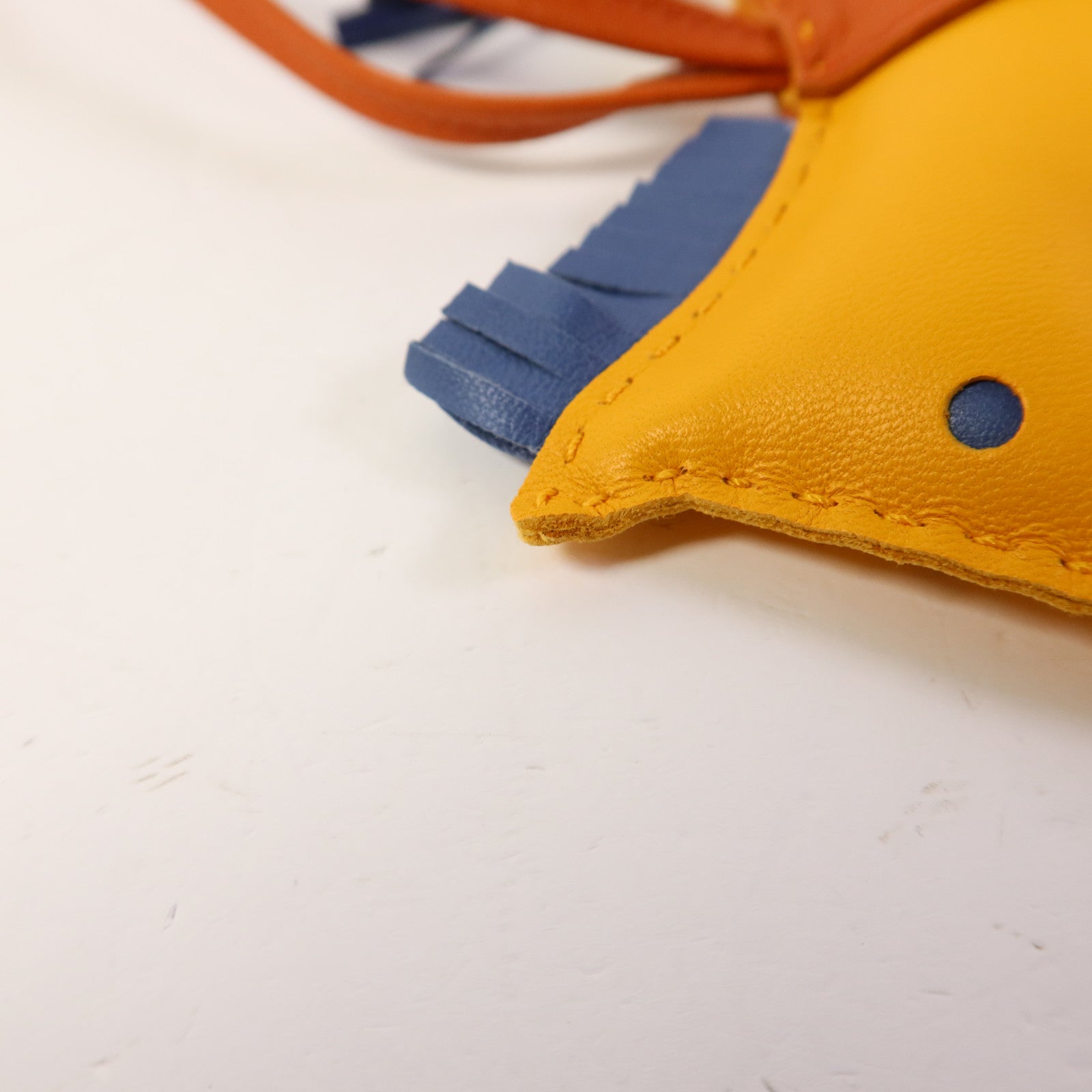 HERMES 【激減優惠】Milo皮革Rodeo MM掛飾Jaune Ambre/Bleu Agate