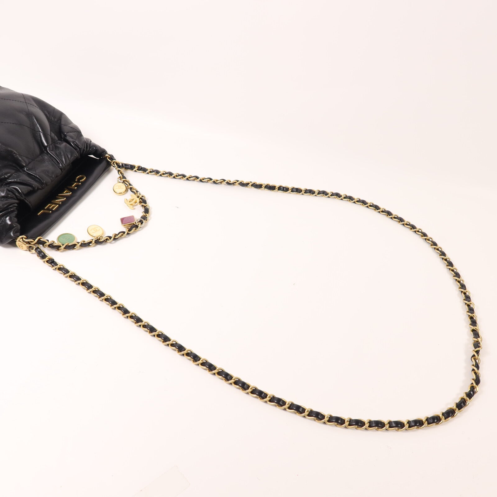 CHANEL 羊皮皮革Mini Resin Charms Bag鏈帶手挽肩背兩用袋