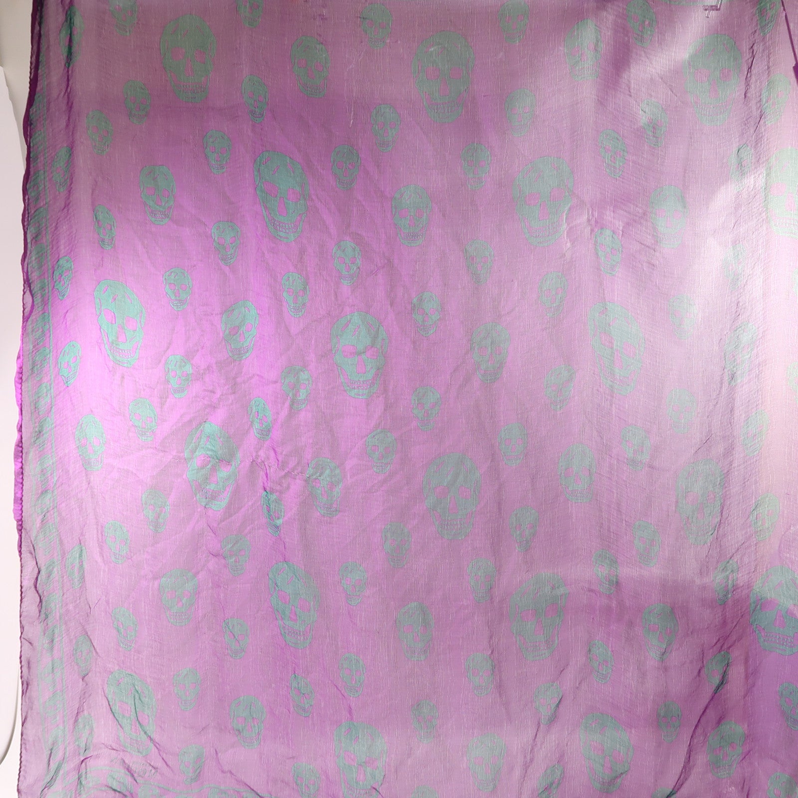 Alexander McQueen 絲質Alexander Mcqueen Scarf絲巾紫色/綠色