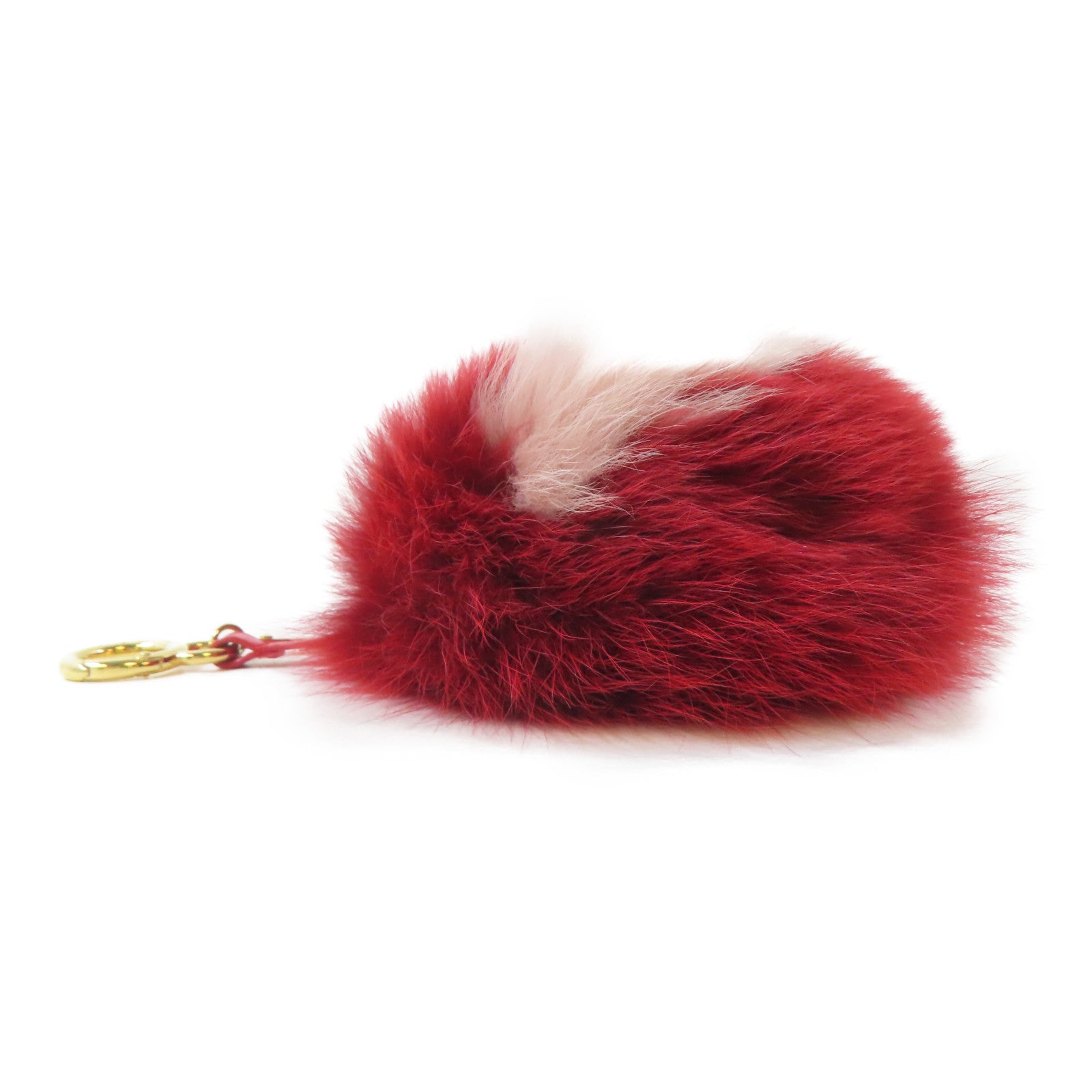 FENDI 毛皮Keychain Charm金扣鎖匙扣紅色/粉紅色