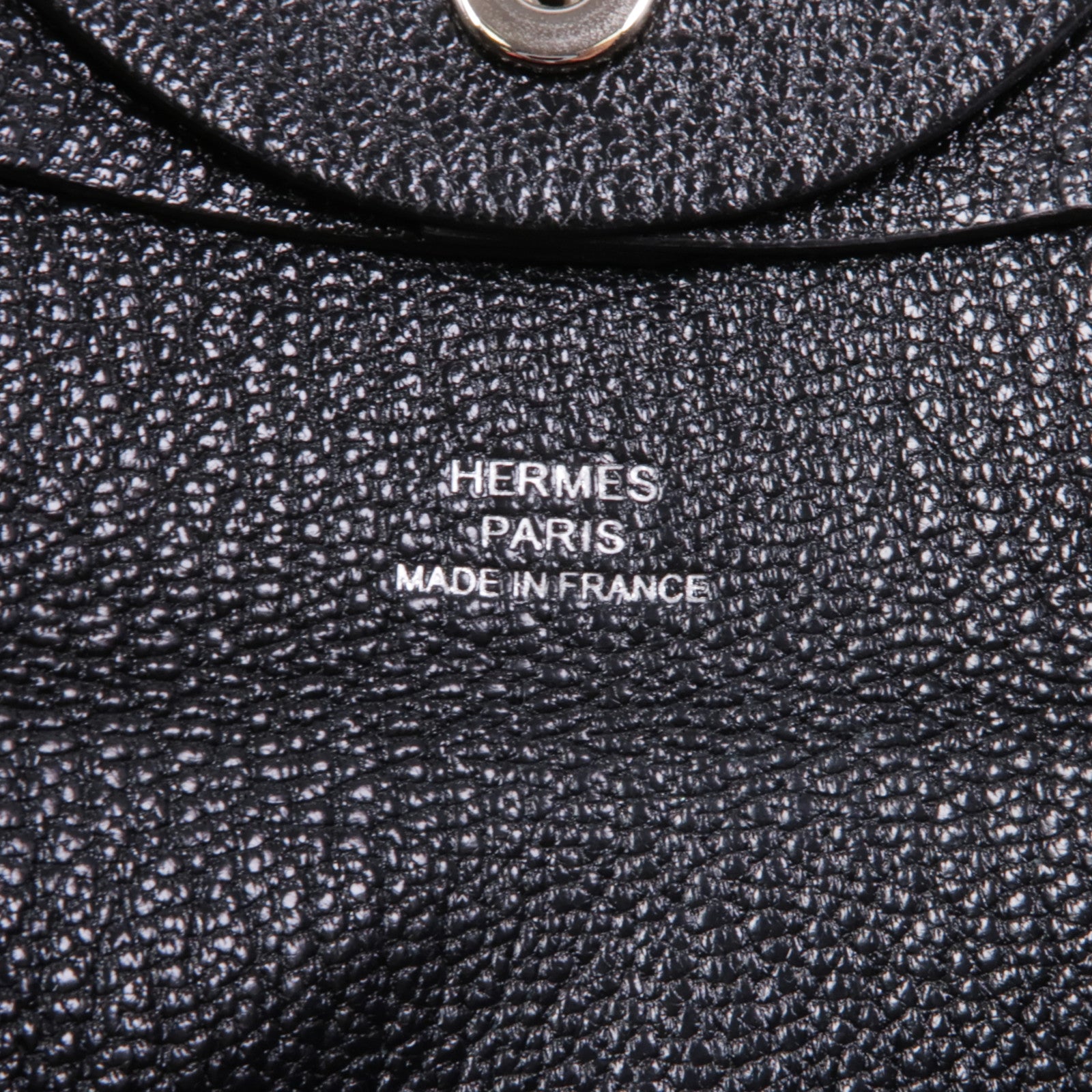 HERMES Chevre皮革Coin Purse銀扣零錢包Noir