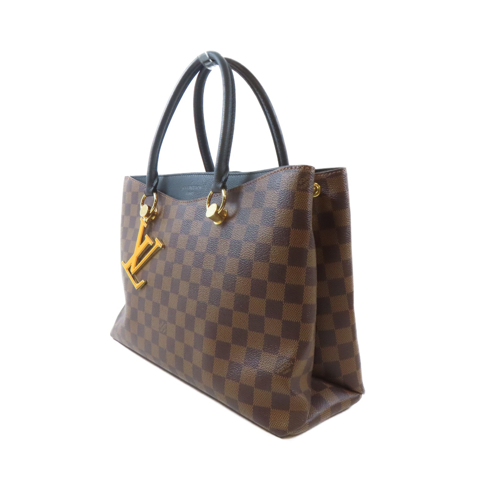 LOUIS VUITTON Damier Riverside金扣手挽肩背兩用袋啡色