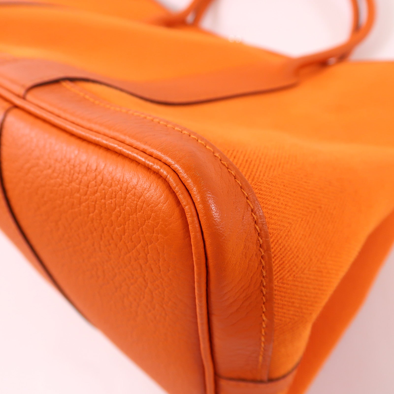 HERMES 帆布Garden Party PM銀扣手挽袋Orange