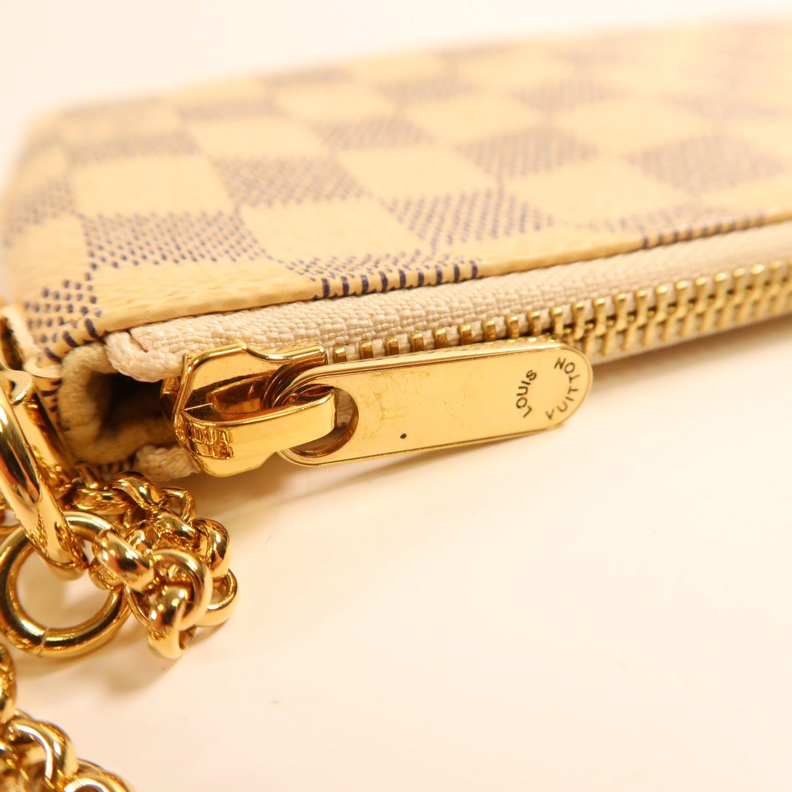 LOUIS VUITTON Damier Azur Shoulder Bag金扣鏈帶肩背袋