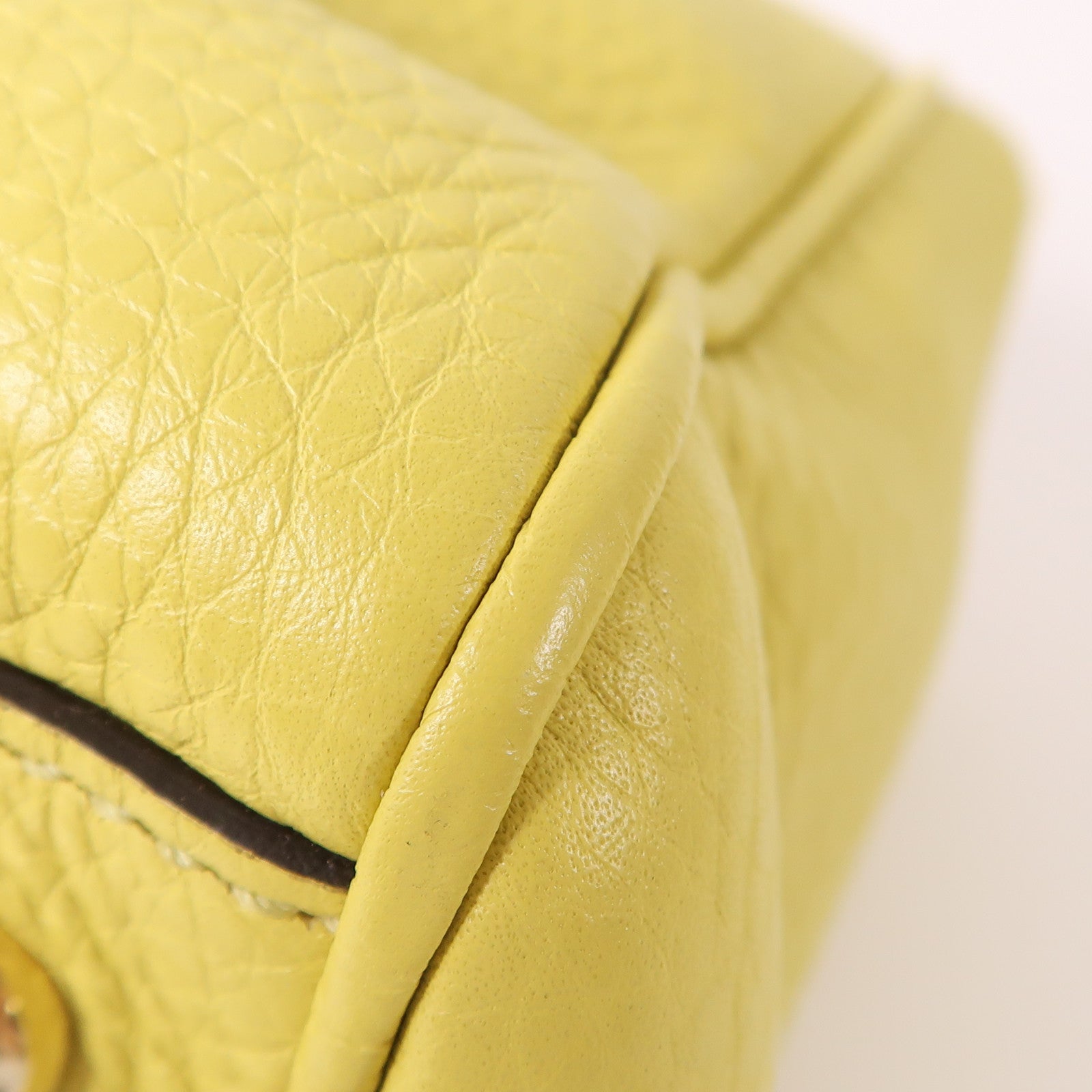 GUCCI GG Bamboo 2 Way Shoulder Bag Leather Yellow 323660