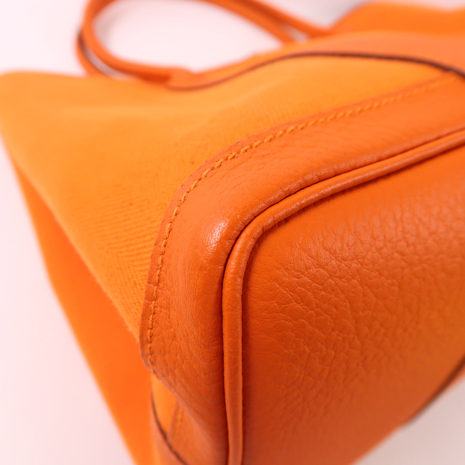 HERMES 帆布Garden Party PM銀扣手挽袋Orange
