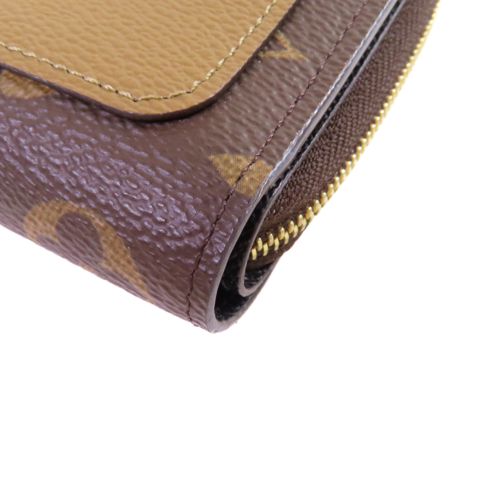 LOUIS VUITTON Monogram Lou Wallet金扣迷你錢包啡色