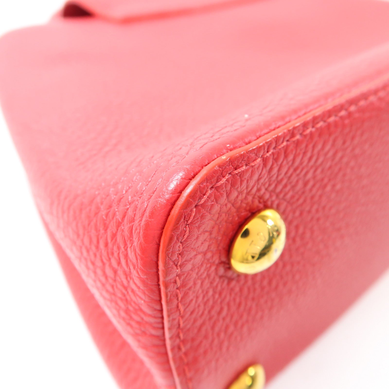 LOUIS VUITTON 牛皮皮革Capucines金扣手挽肩背兩用袋紅色