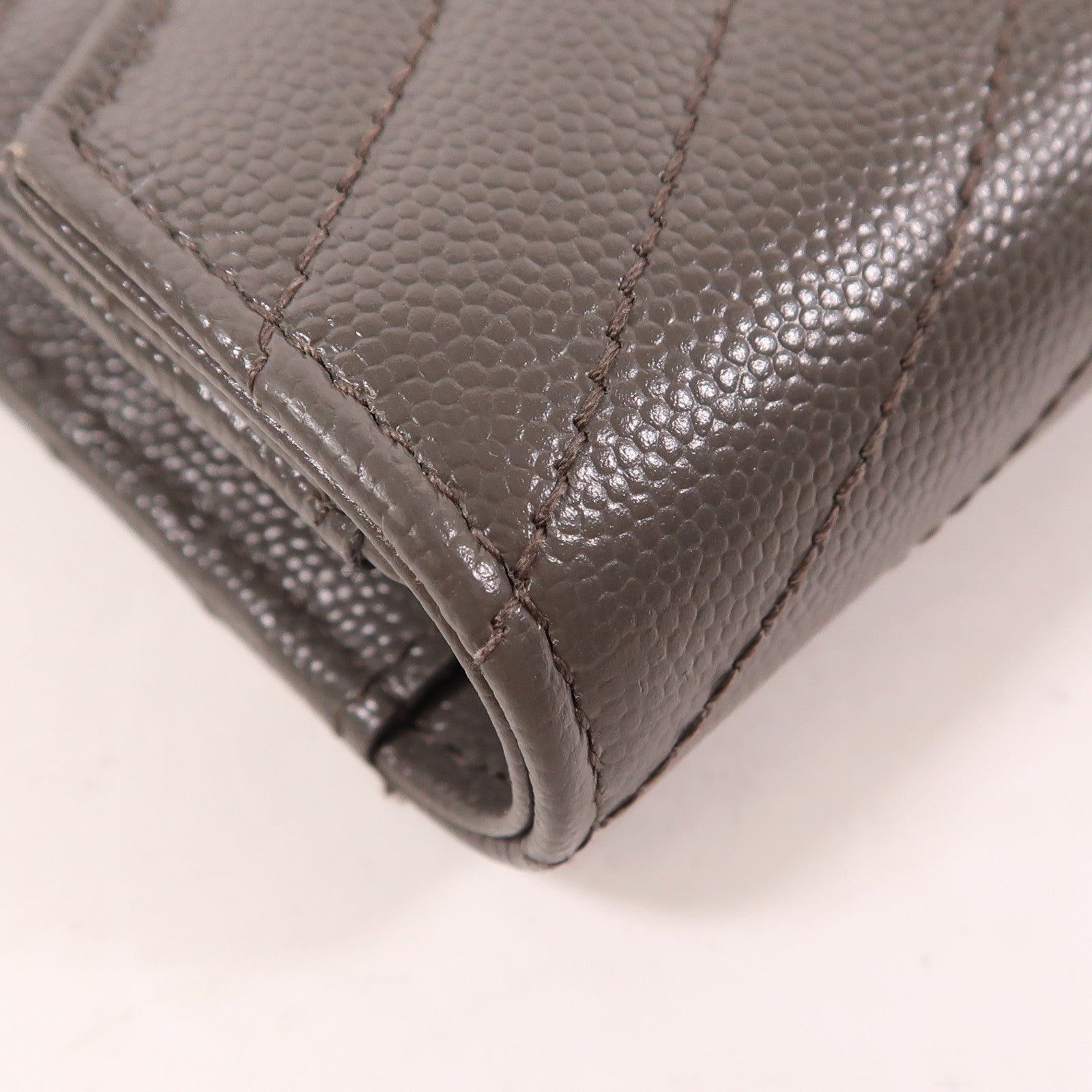 YVES SAINT LAURENT 牛皮皮革Long Wallet銀扣長錢包