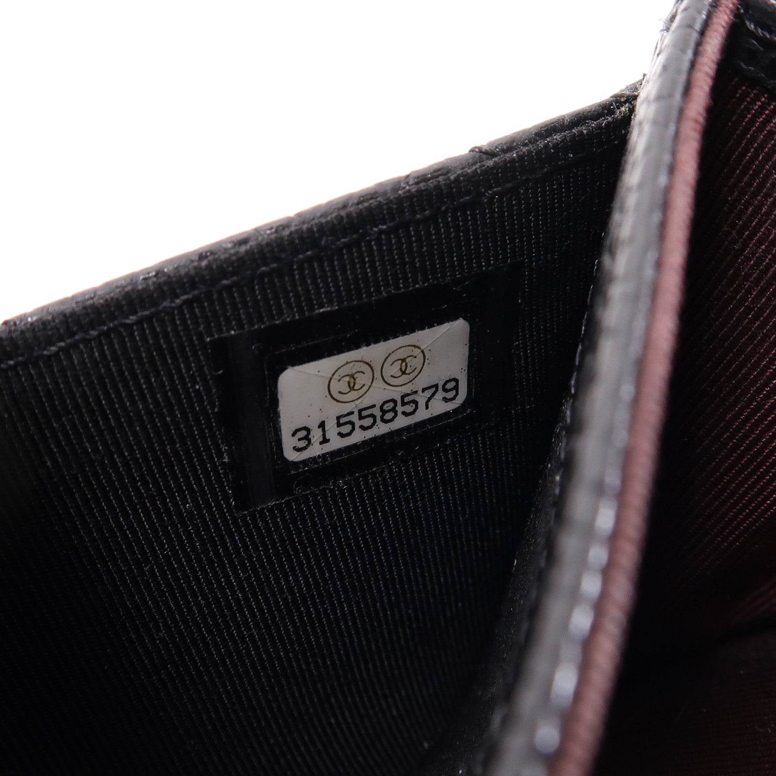 CHANEL 菱格牛皮皮革Card Case金扣卡片套黑色