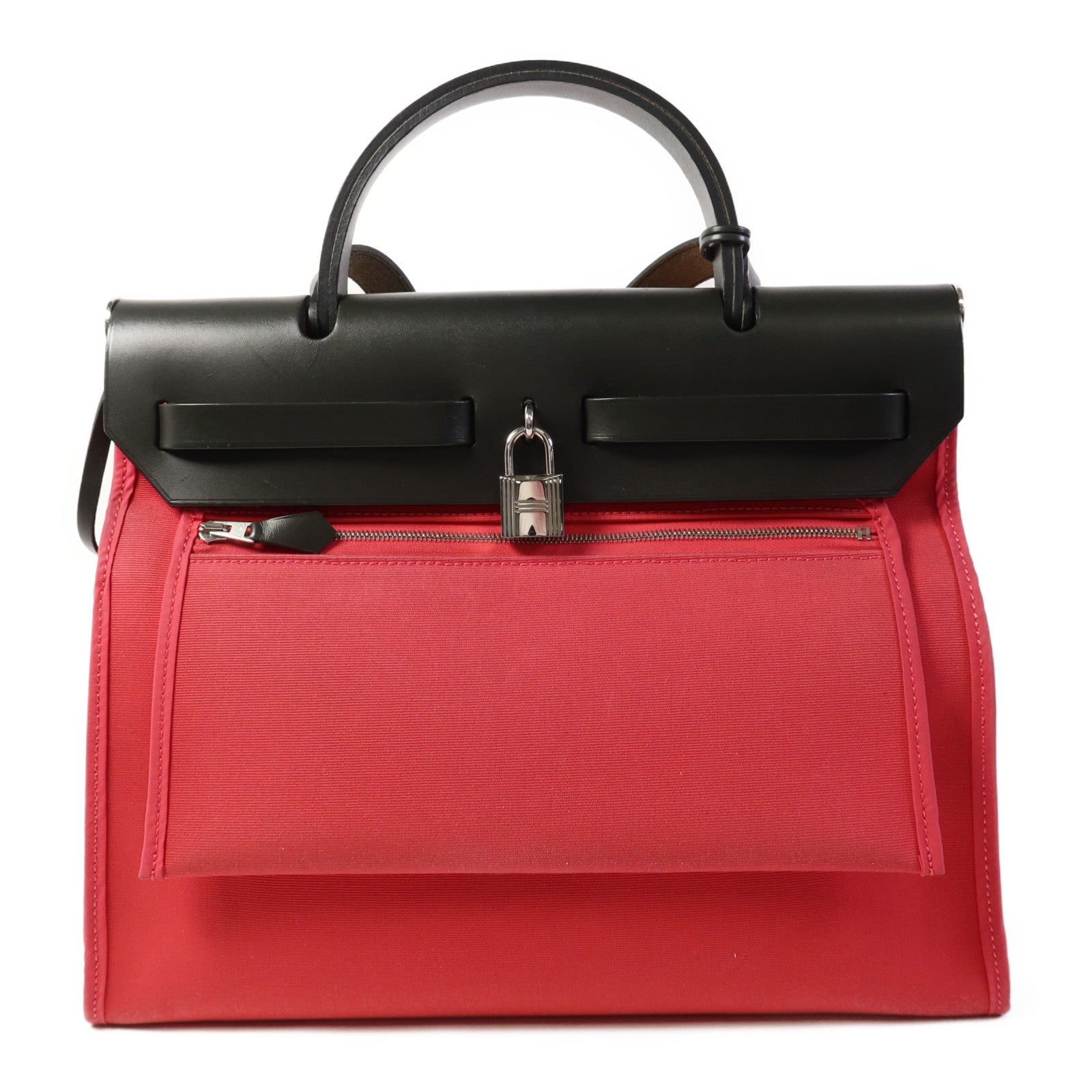 HERMES 帆布Herbag Zip 31銀扣手挽肩背兩用袋