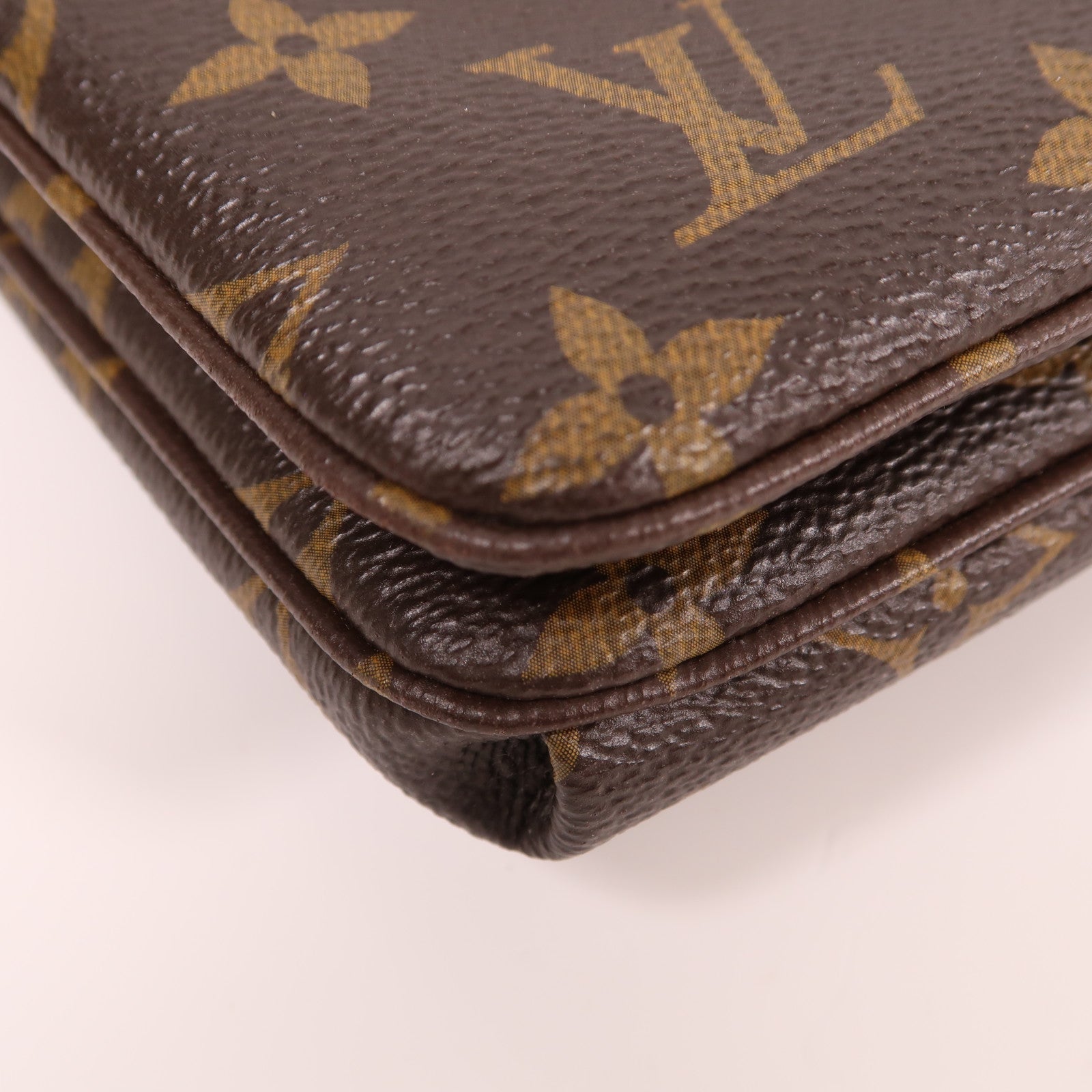 LOUIS VUITTON Monogram Twice Shoulder Bag金扣肩背袋啡色/黑色