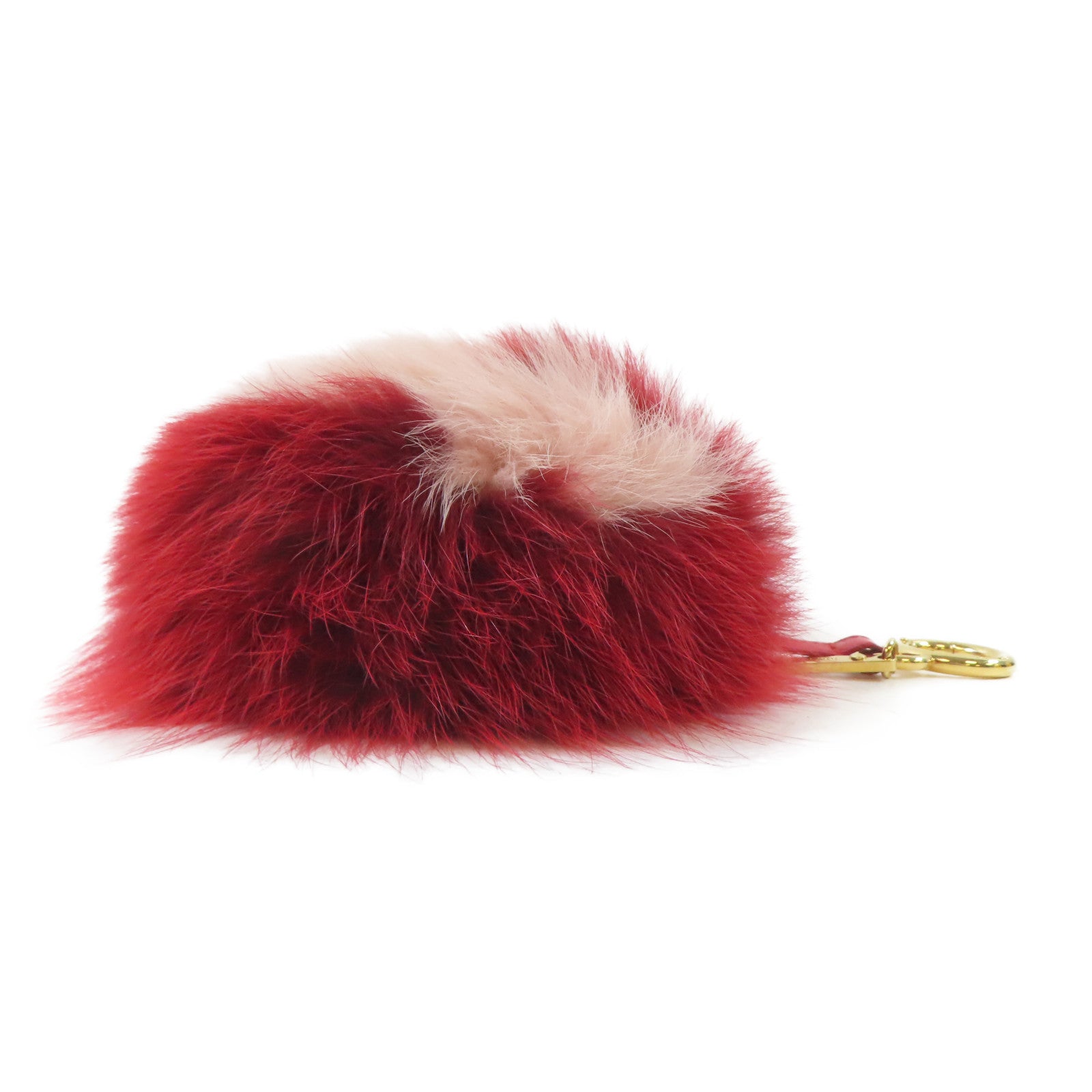 FENDI 毛皮Keychain Charm金扣鎖匙扣紅色/粉紅色