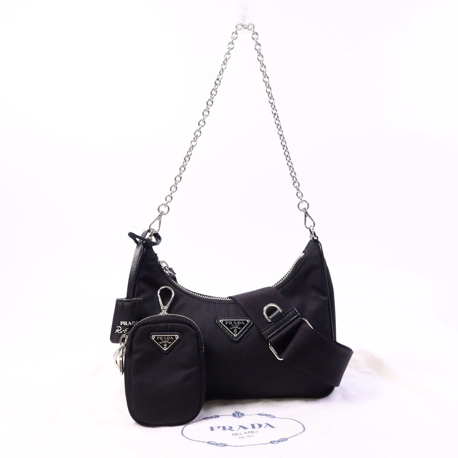PRADA 尼龍Re-Edition 2005鏈帶肩背袋