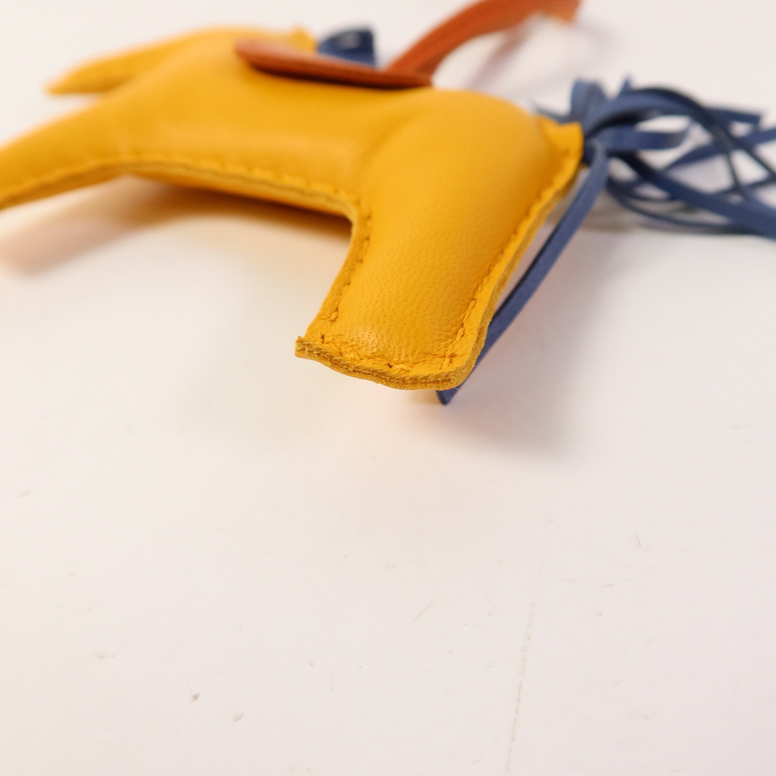 HERMES 【激減優惠】Milo皮革Rodeo MM掛飾Jaune Ambre/Bleu Agate