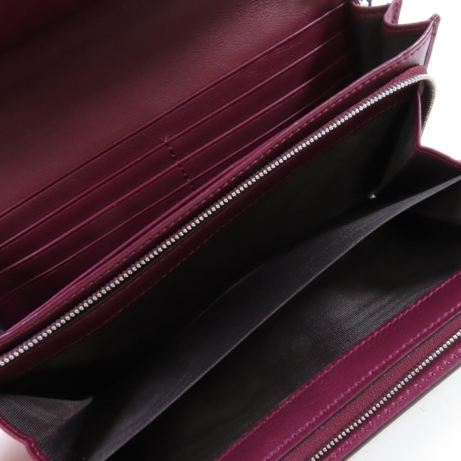 GUCCI 牛皮皮革Chain Pouch Long wallet銀扣長錢包紫色