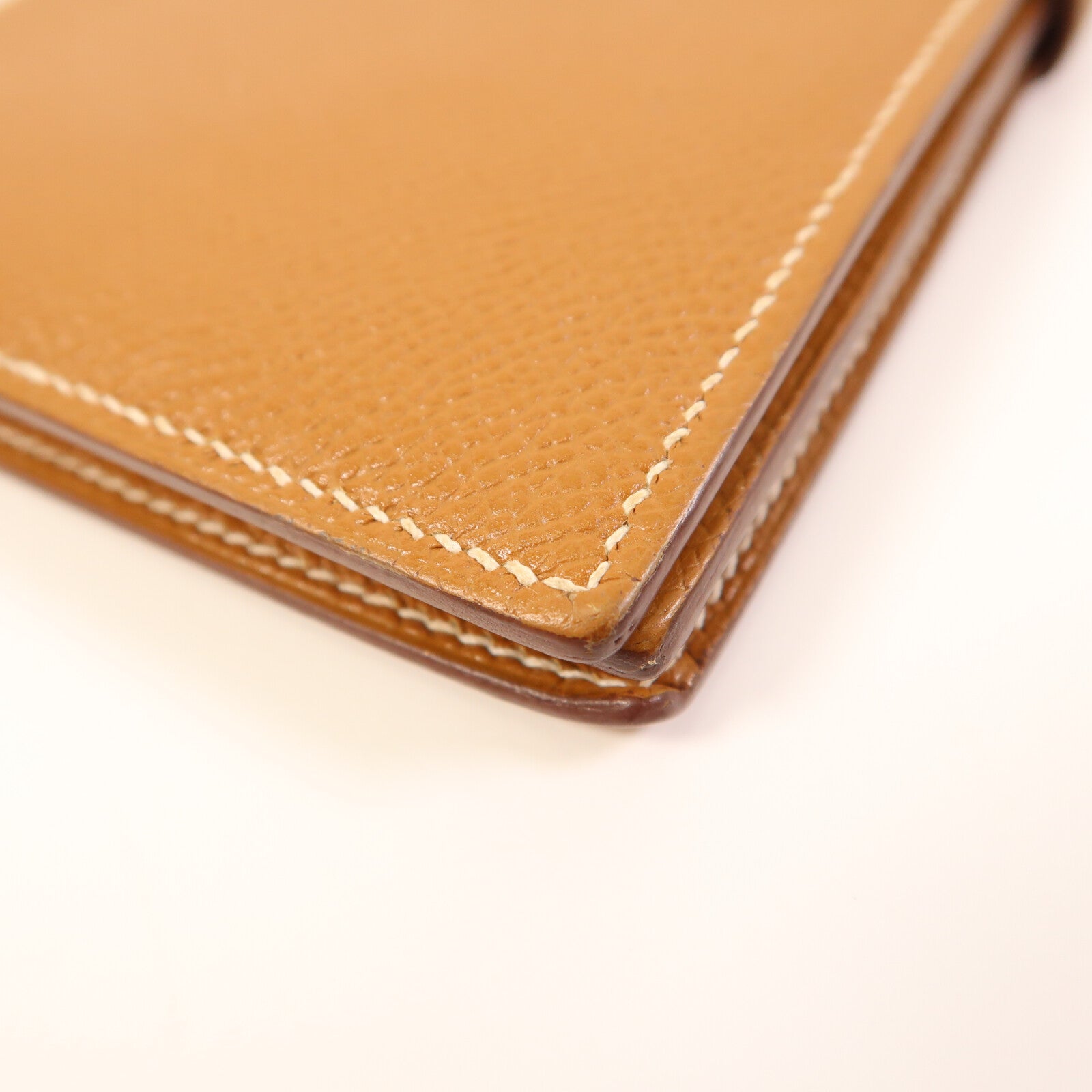 HERMES 【激減優惠】Epsom皮革Bearn W Snap Wallet銀扣長錢包Gold