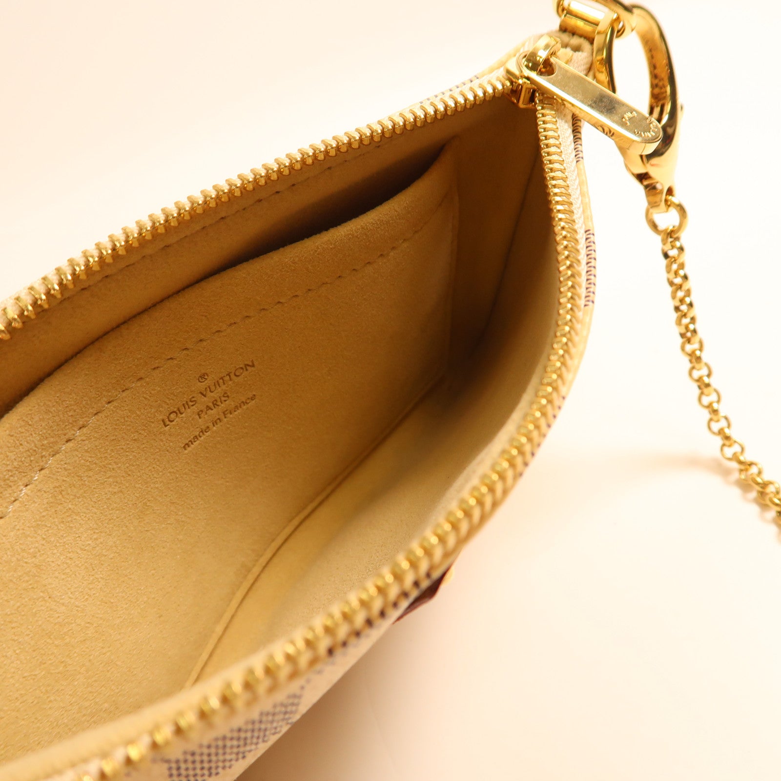 LOUIS VUITTON Damier Azur Shoulder Bag金扣鏈帶肩背袋