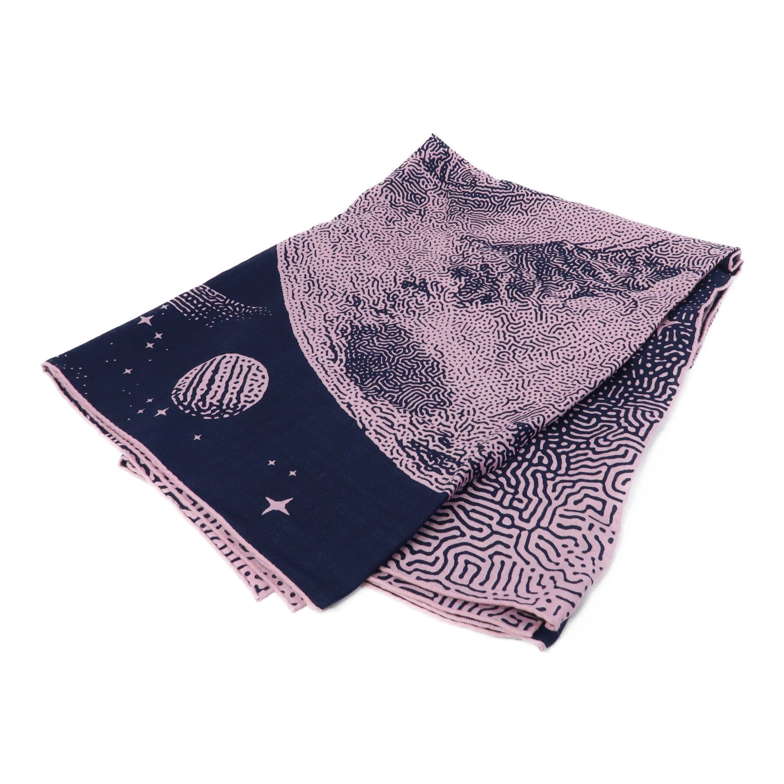 HERMES 羊絨/絲質Scarf 140X140圍巾粉紅色/深藍色