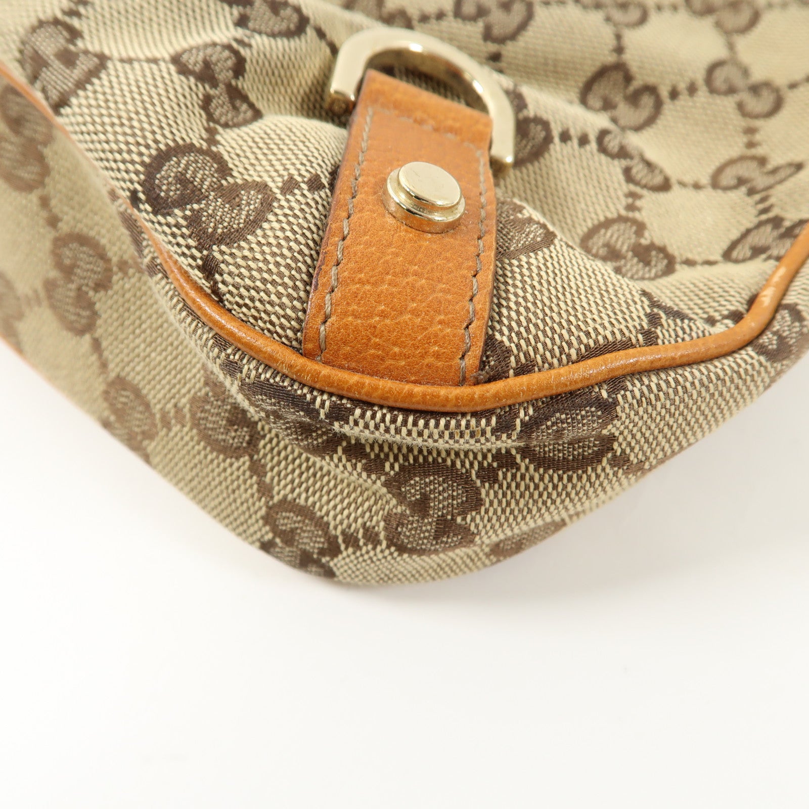GUCCI 帆布Abbey D Ring Hobo Bag金扣手挽袋棕色