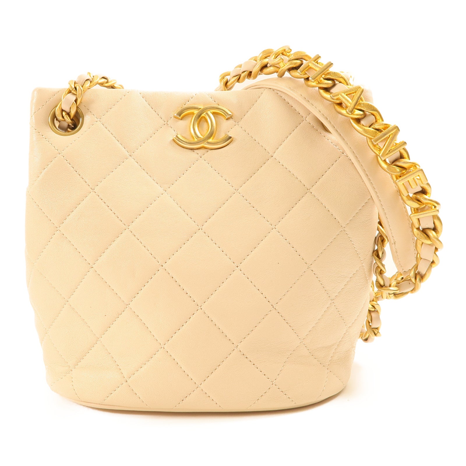 CHANEL 羊皮皮革Shoulder Bag 金扣鏈帶肩背袋