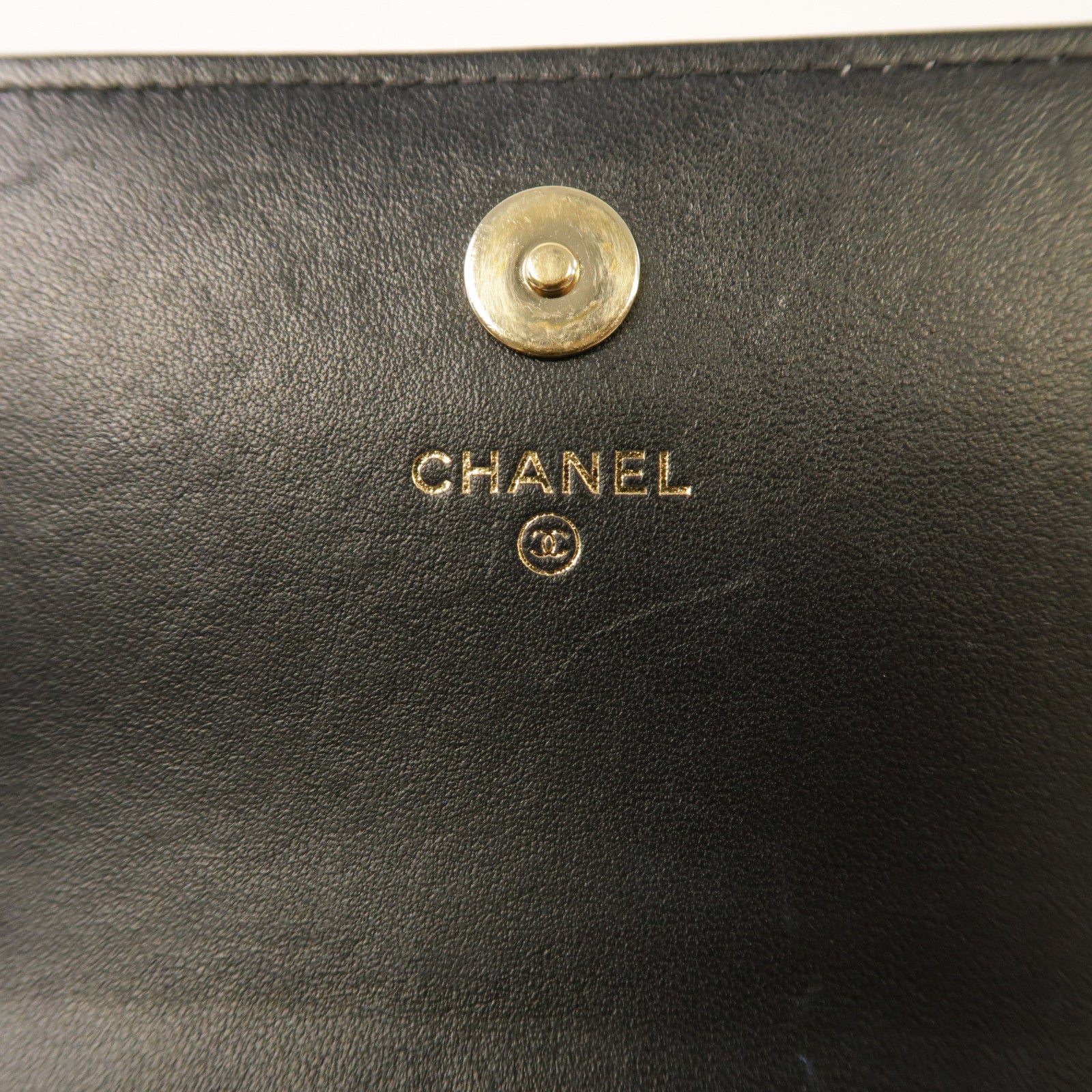 CHANEL 菱格羊皮皮革Chain Shoulder金扣鏈帶肩背袋黑色