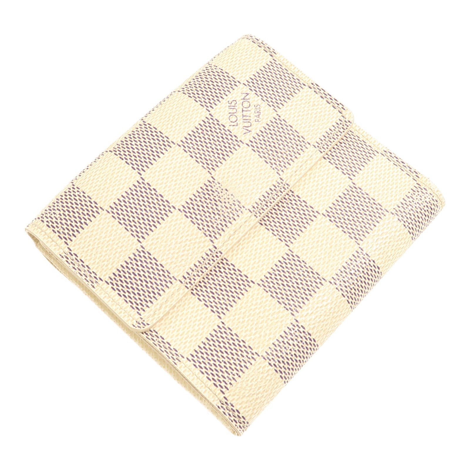 LOUIS VUITTON Damier Azur Portefeuille Elise金扣錢包白色