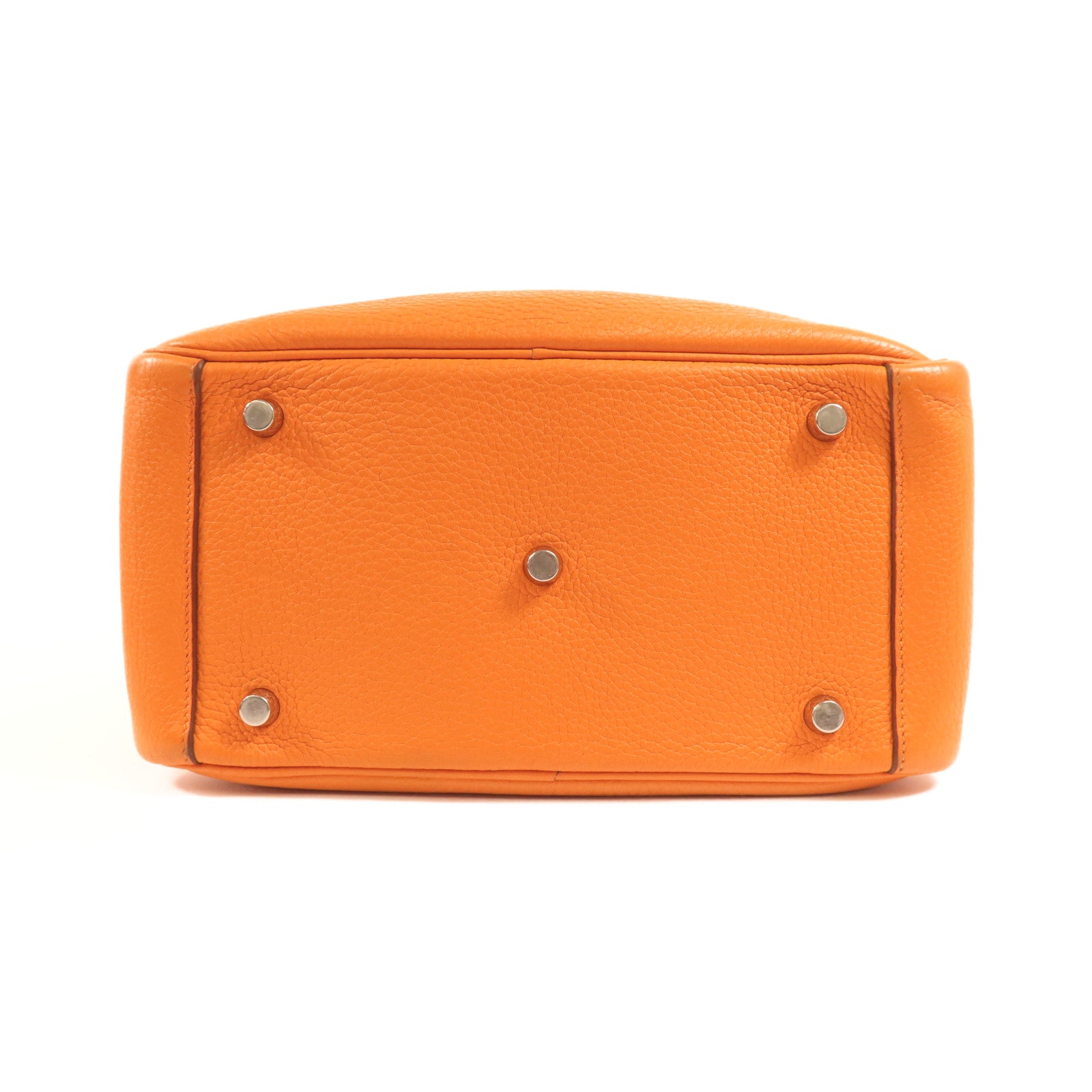 HERMES Clemence皮革Lindy 26銀扣手挽肩背兩用袋Orange