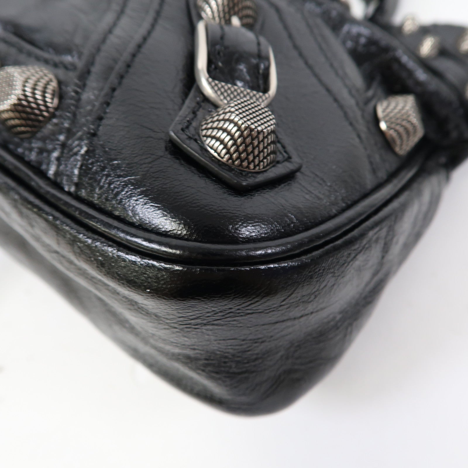 BALENCIAGA 牛皮皮革Le Cagole Tote Bag銀扣手挽肩背兩用袋黑色