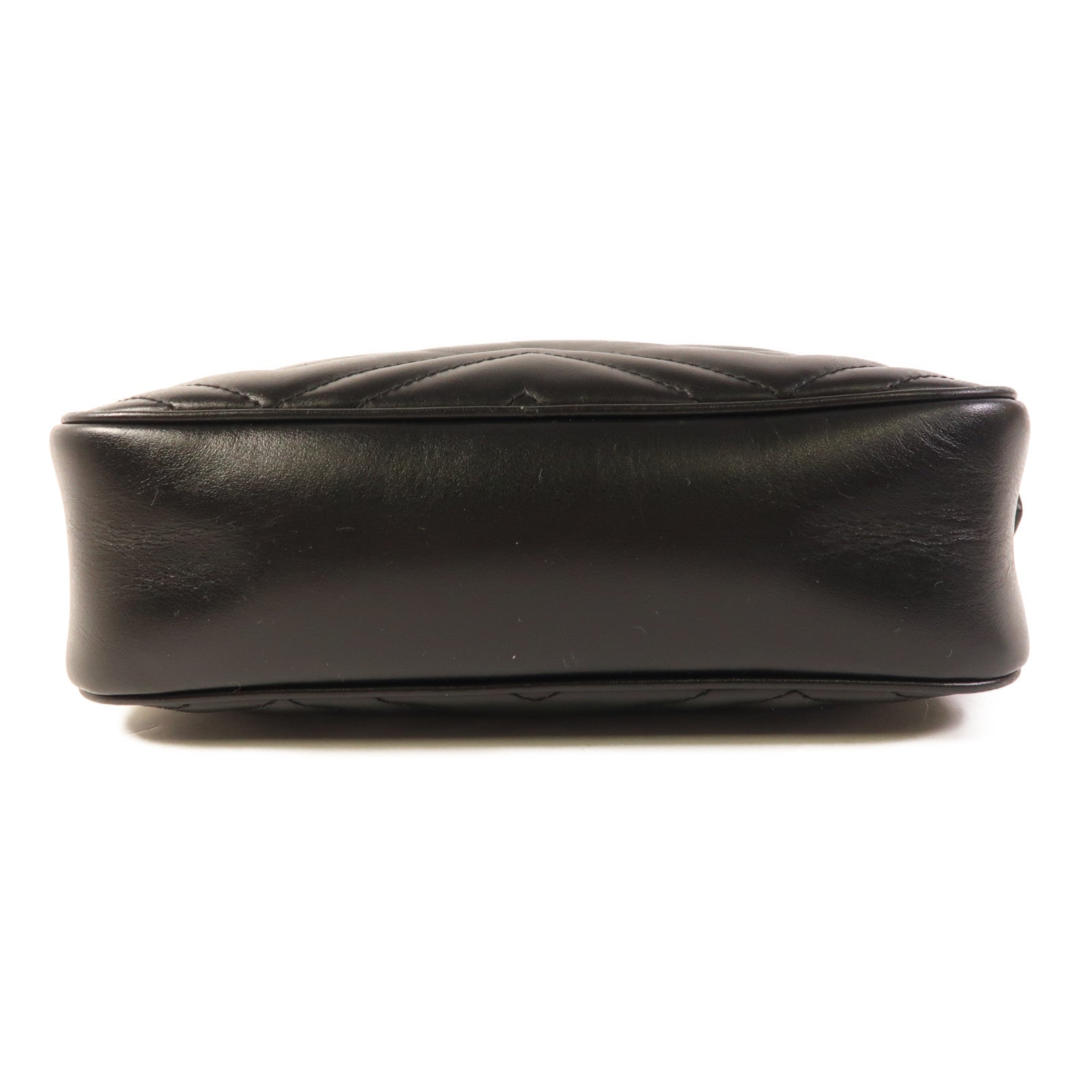 GUCCI GG GHW GG Marmont Shoulder Bag Calfskin Leather Black