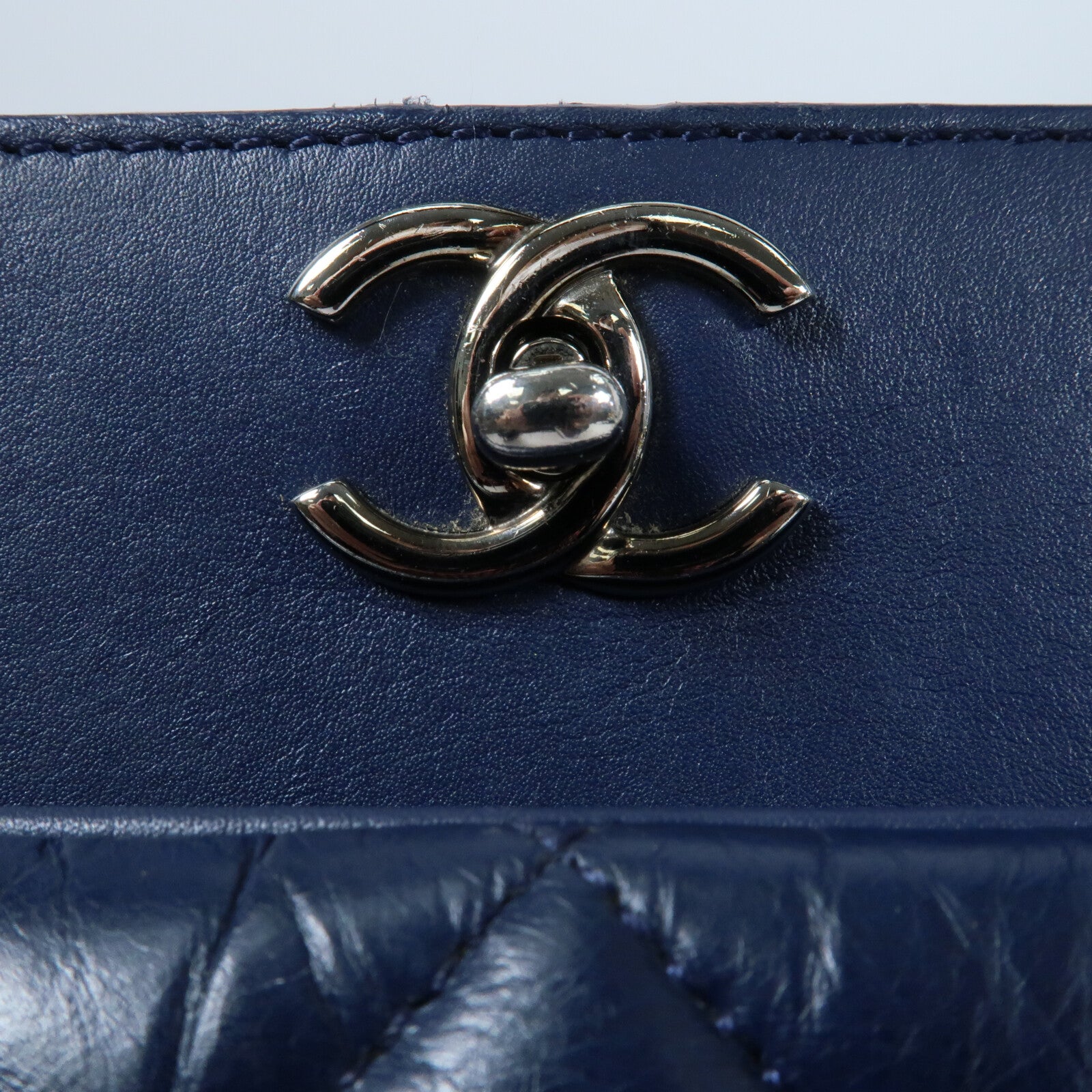 CHANEL 牛皮皮革Chain Shoulder銀扣鏈帶手挽肩背兩用袋