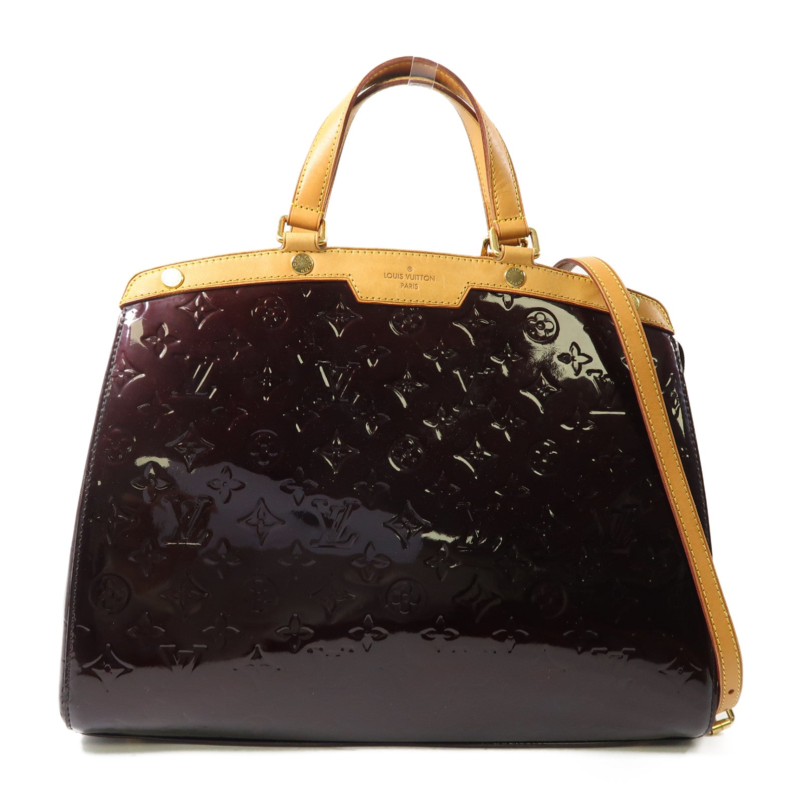 LOUIS VUITTON Vernis Brea GM金扣手挽肩背兩用袋酒紅色